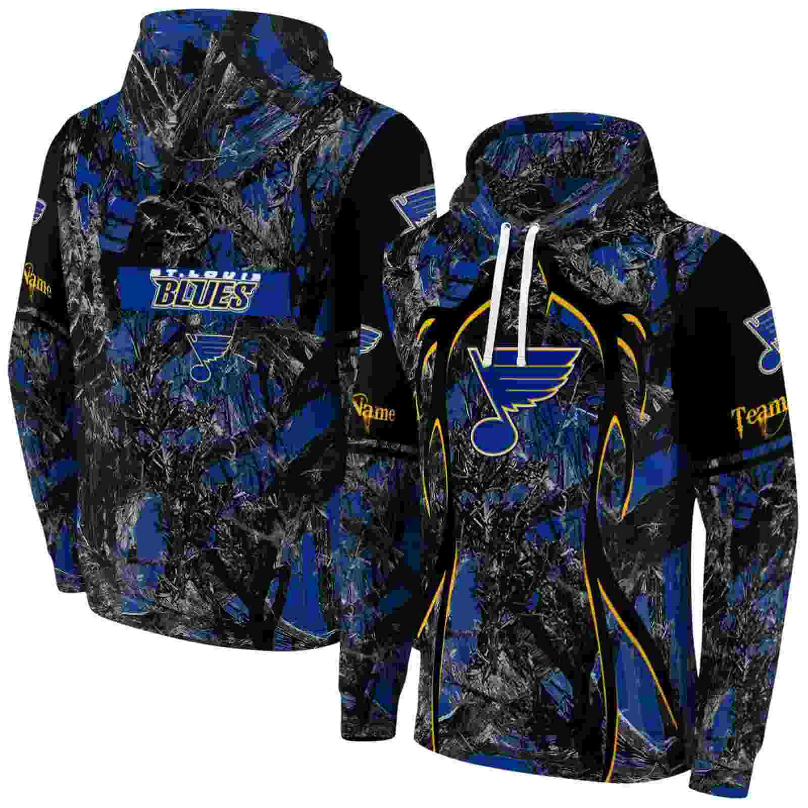 customized st louis blues hunting theme blue black hoodie fashion forward