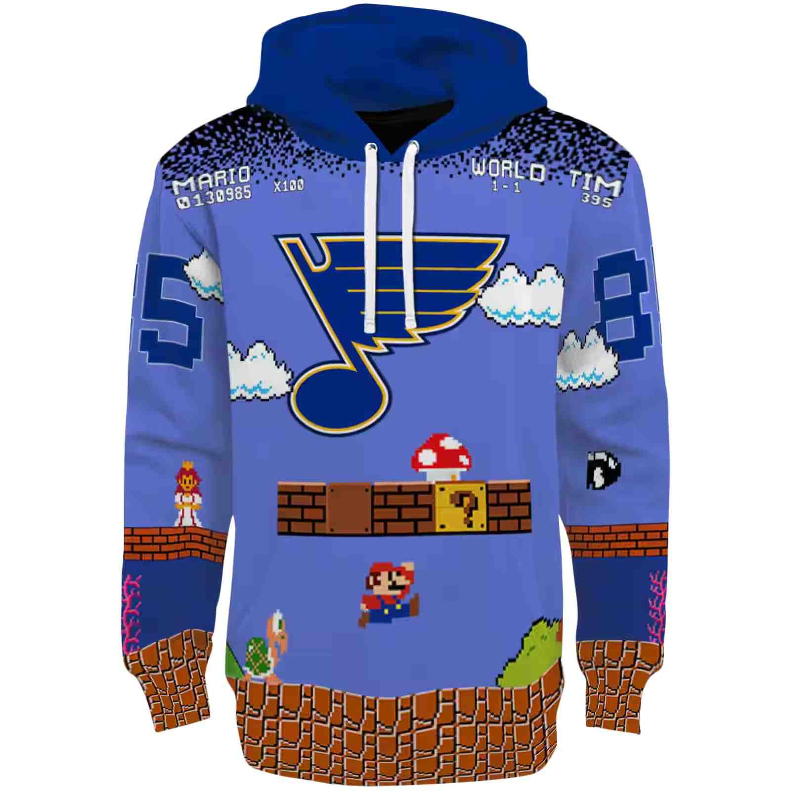 Customized St. Louis Blues Mario Blue Black Hoodie