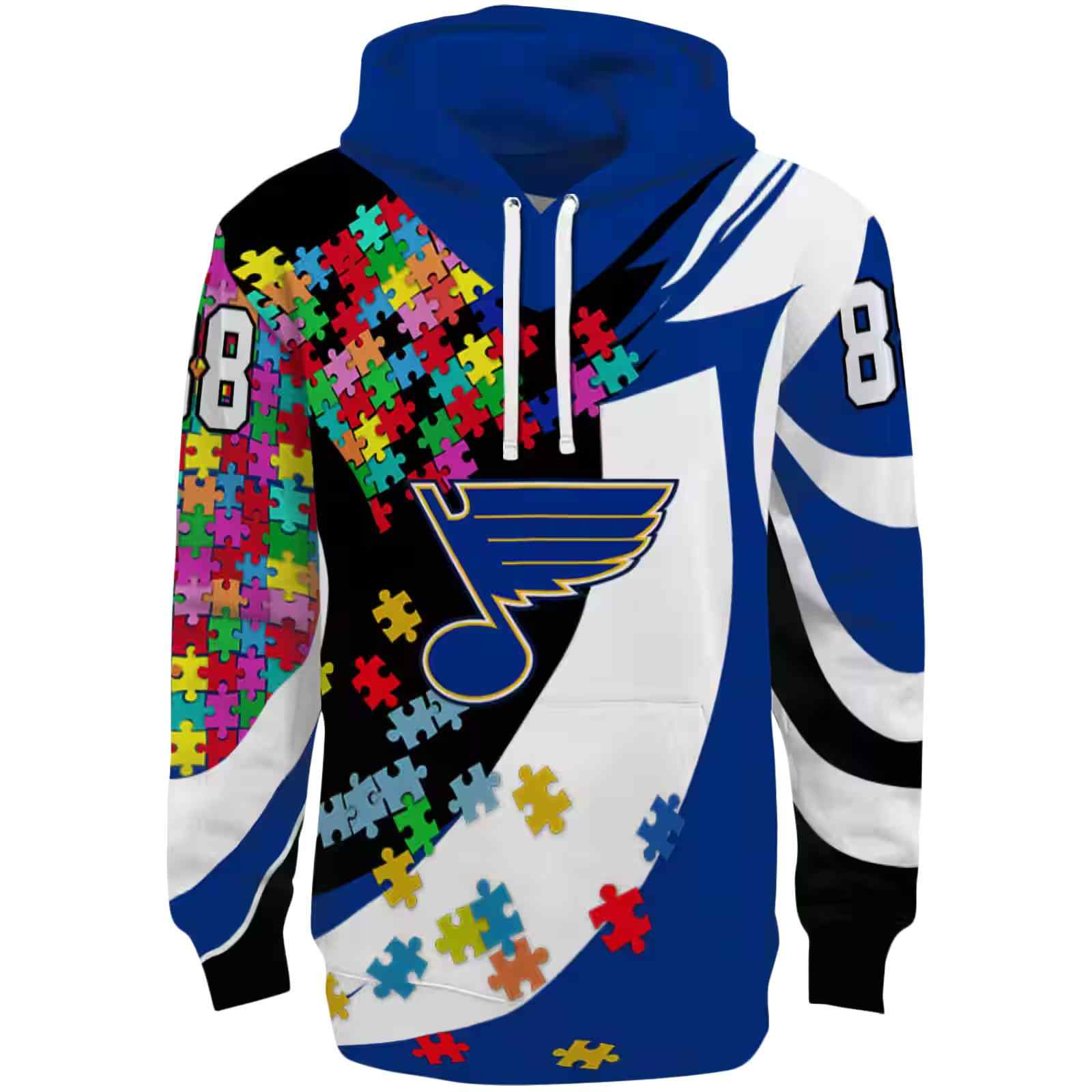 Customized St. Louis Blues Puzzle Pieces Blue Hoodie