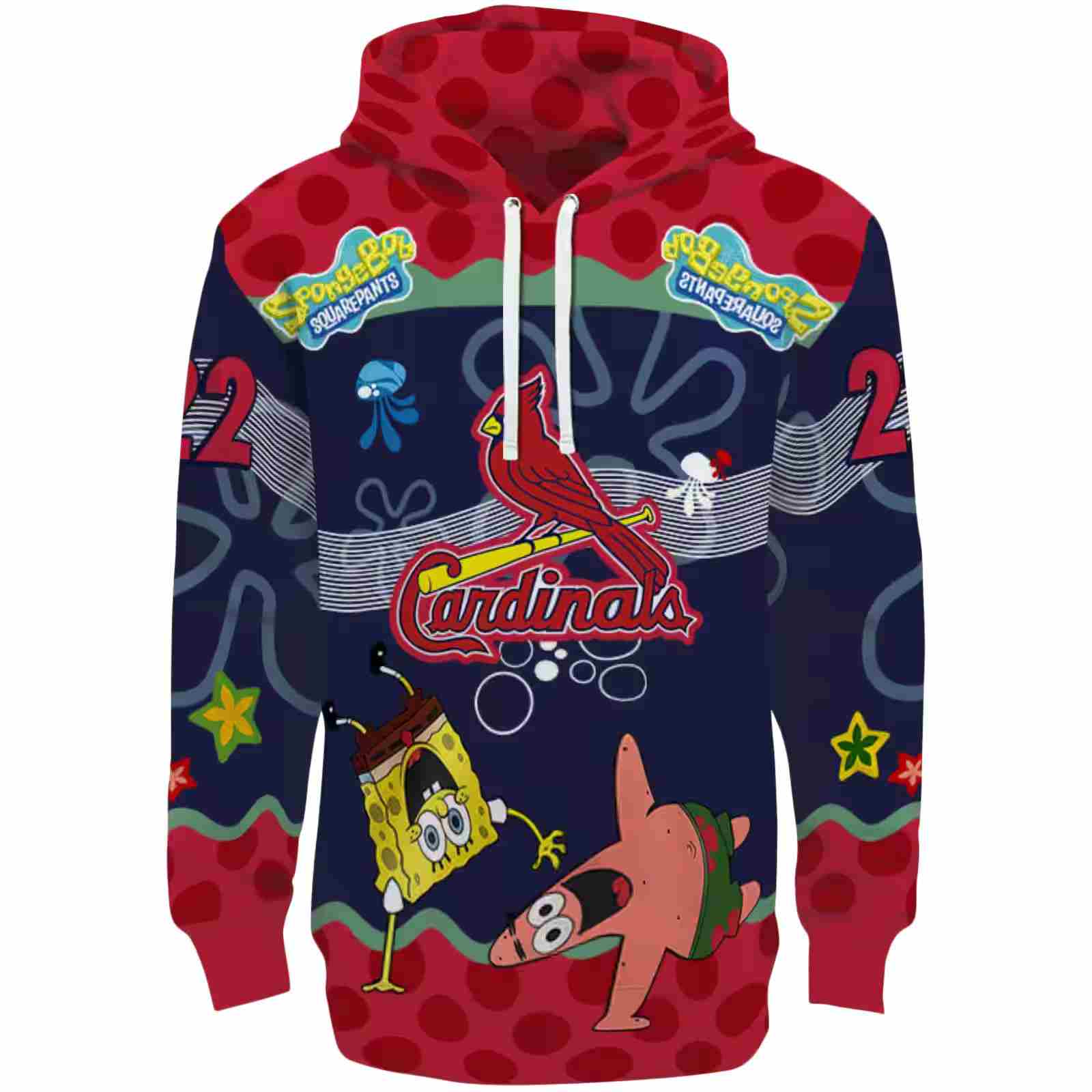 Customized St. Louis Cardinals Spongebob Patrick Star Red Navy Hoodie