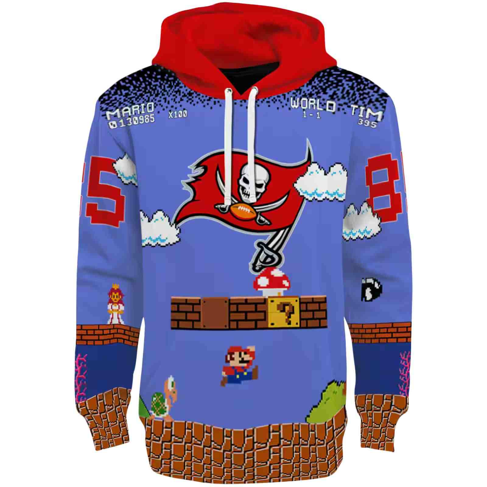 Customized Tampa Bay Buccaneers Mario Blue Black Hoodie