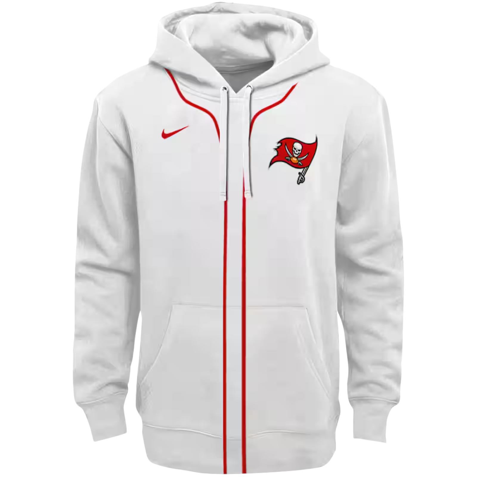 Customized Tampa Bay Buccaneers Sporty Stripe White Hoodie