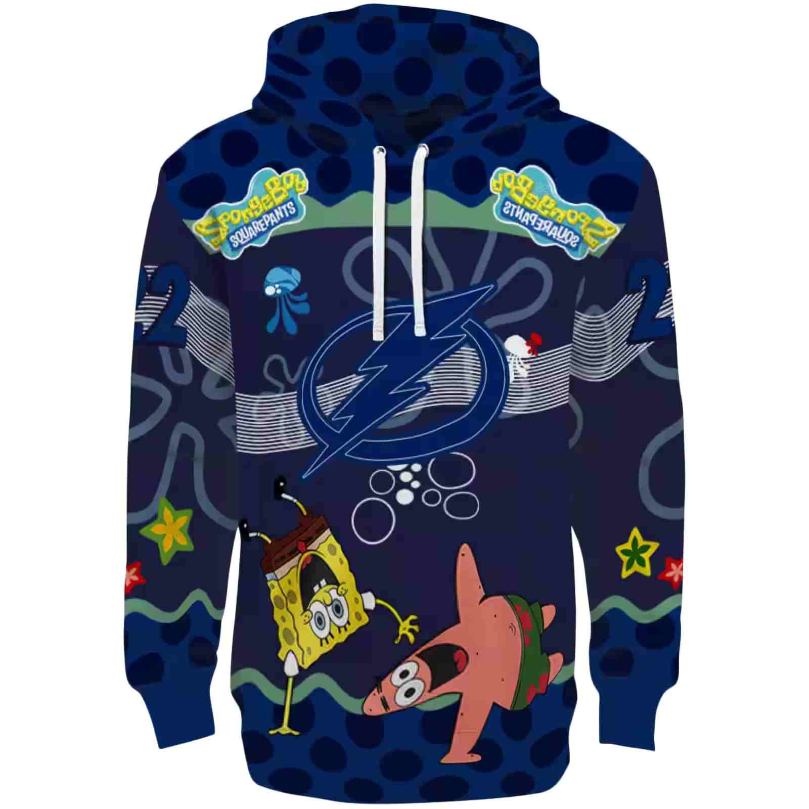 Customized Tampa Bay Lightning Spongebob Patrick Star Blue Navy Hoodie