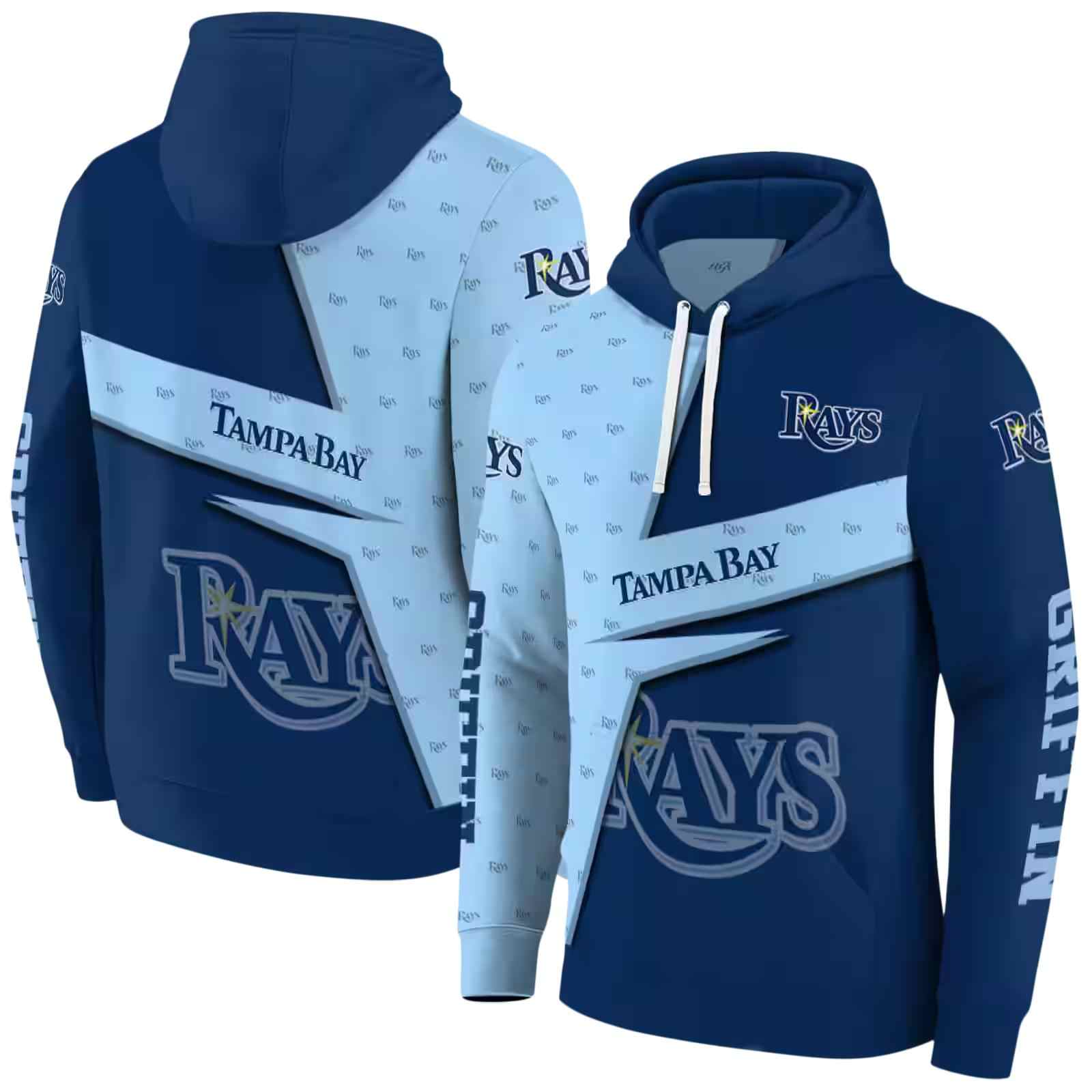 customized tampa bay rays abstract shape navy hoodie fashion forward