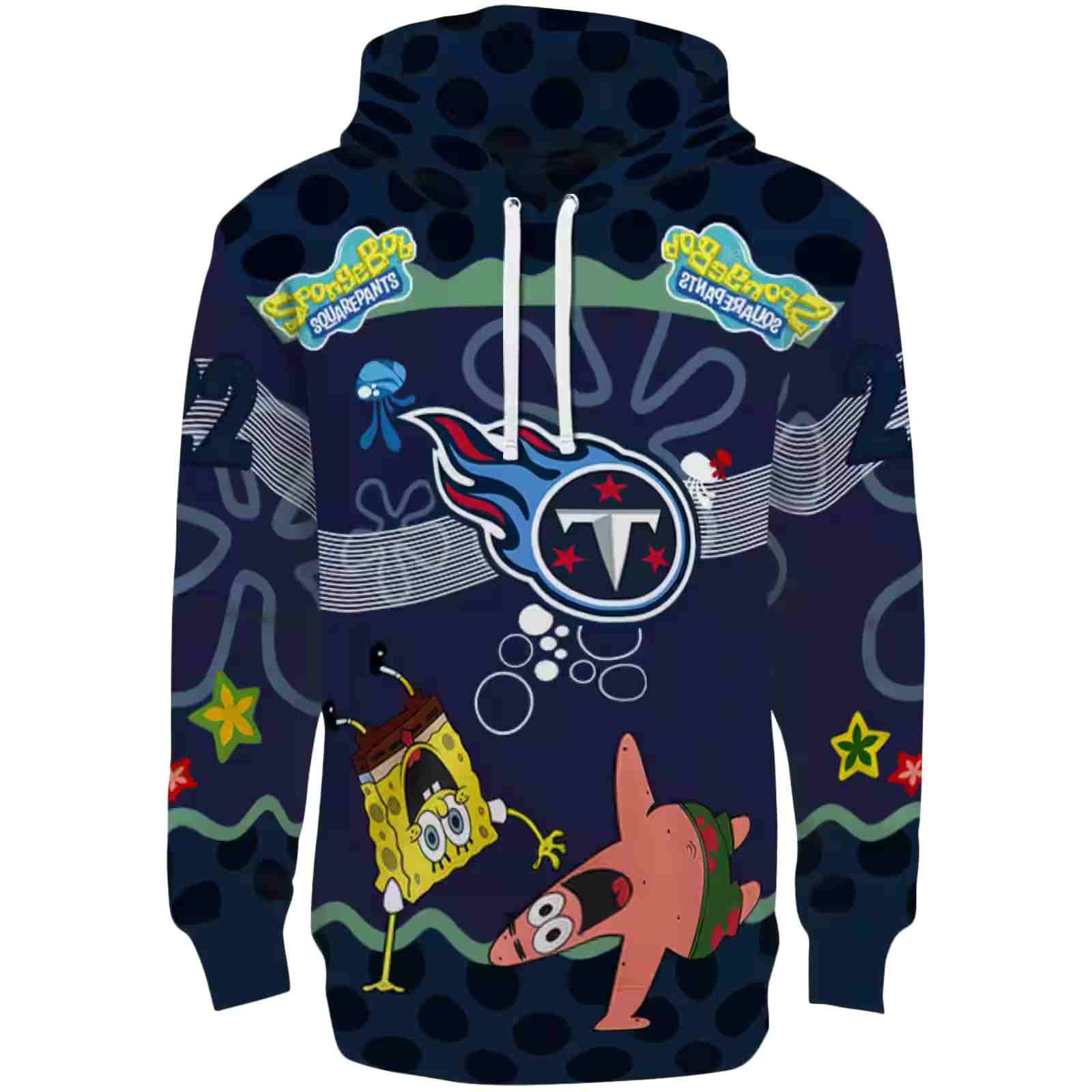 Customized Tennessee Titans Spongebob Patrick Star Navy Hoodie