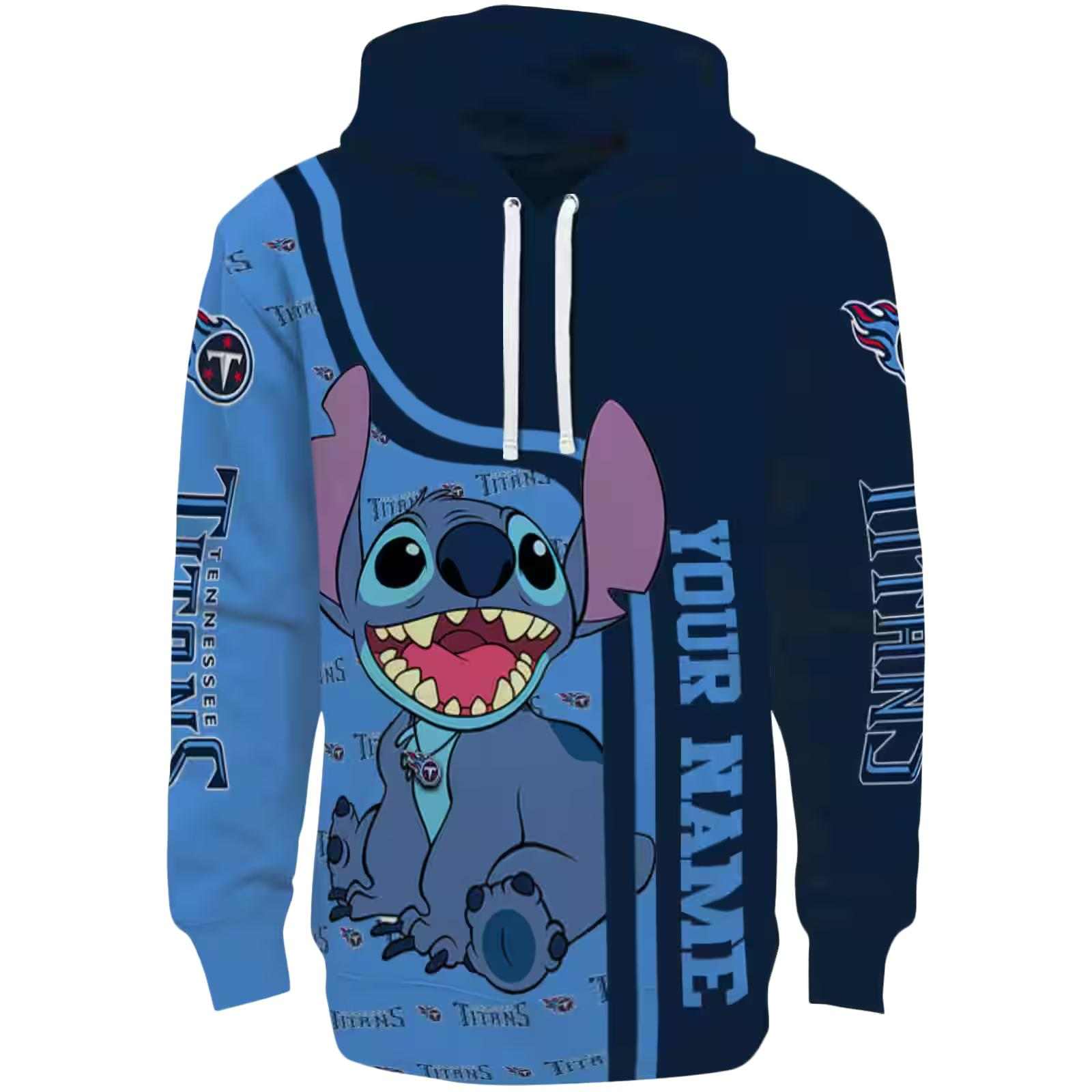 Customized Tennessee Titans Stitch Navy Hoodie