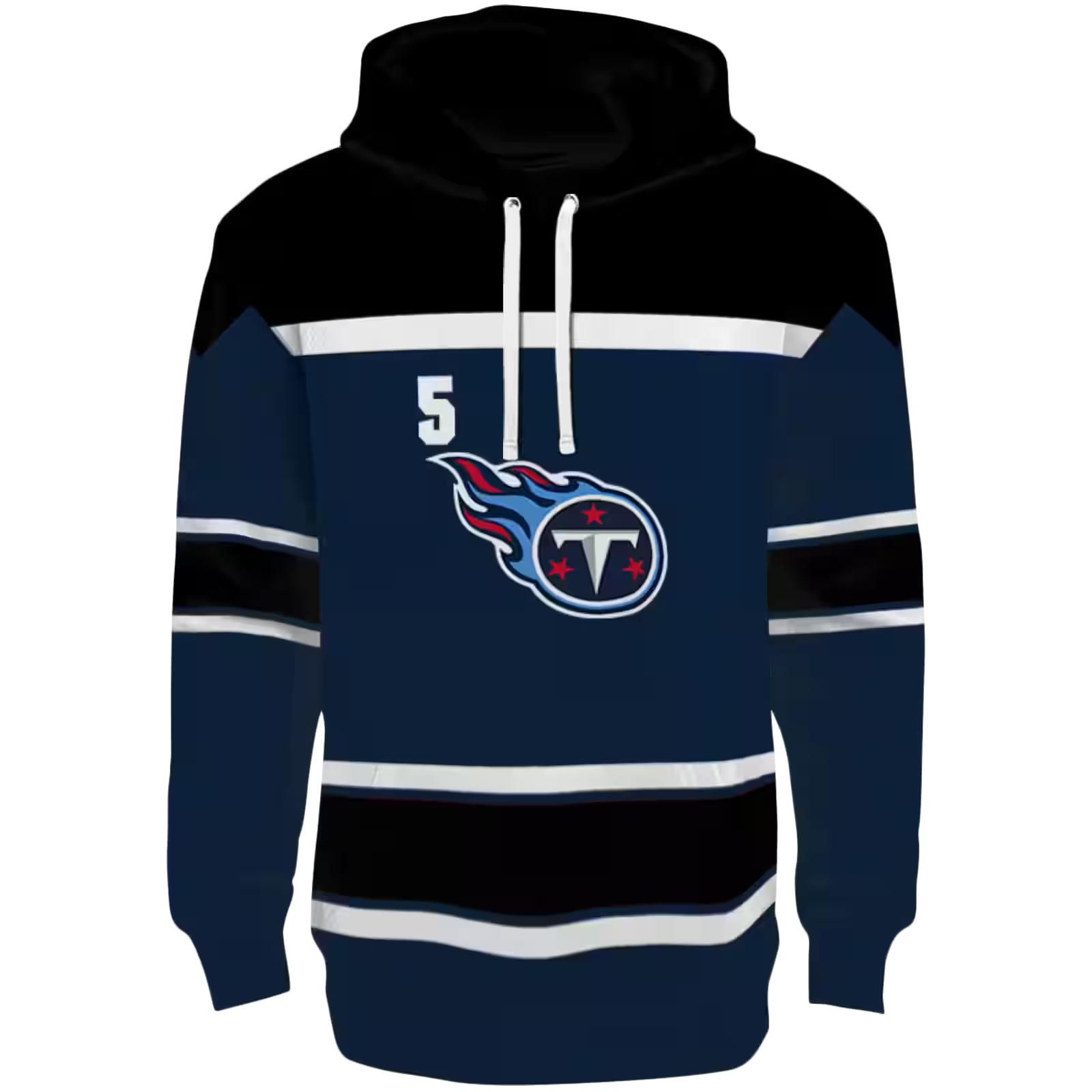 Customized Tennessee Titans Striped Pattern Navy Hoodie