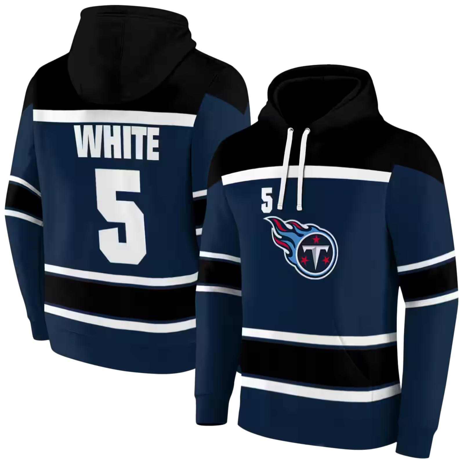 customized tennessee titans striped pattern navy hoodie fashion forward