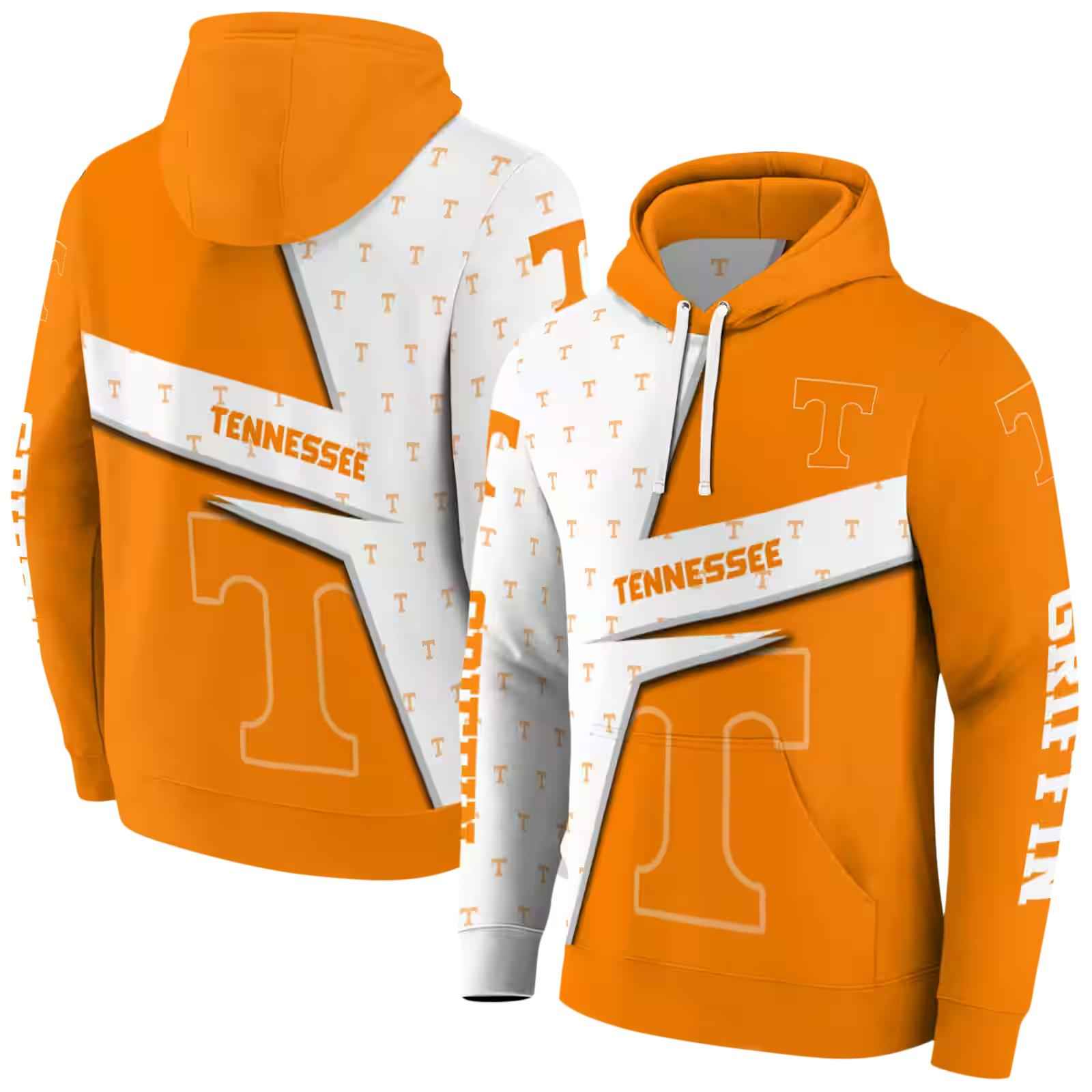 customized tennessee volunteers abstract shape orange hoodie fashion forward