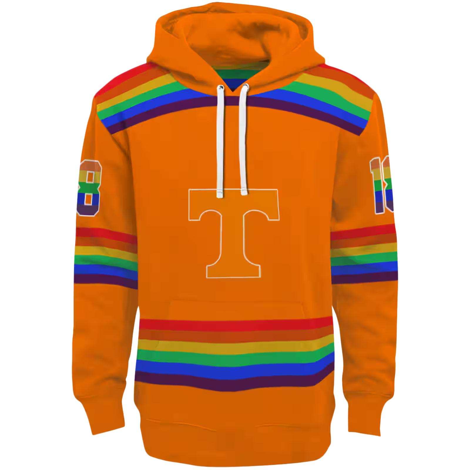 Customized Tennessee Volunteers Rainbow Stripes Orange Hoodie