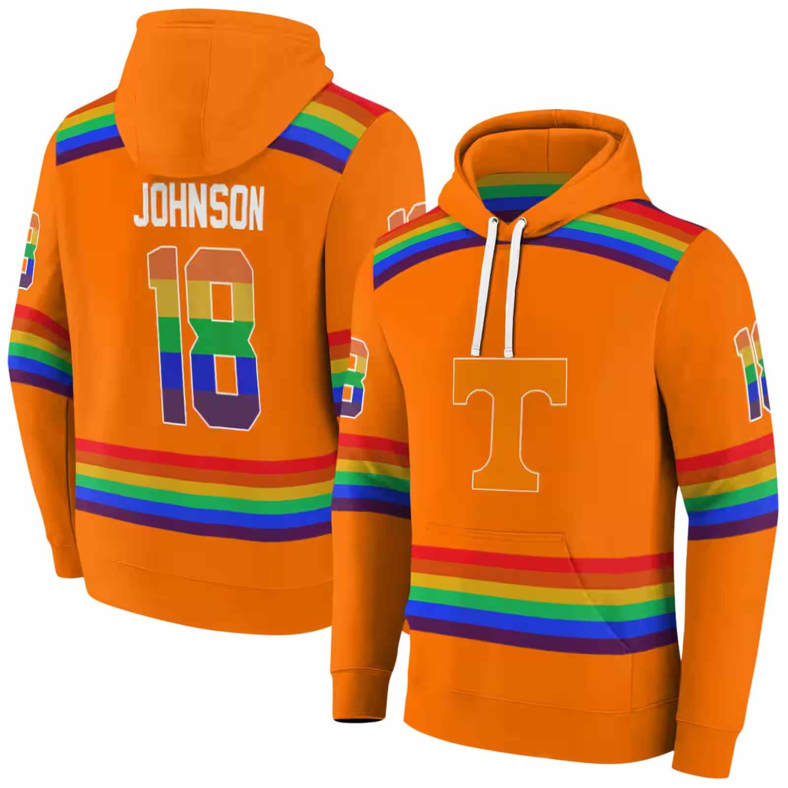 customized tennessee volunteers rainbow stripes orange hoodie fashion forward