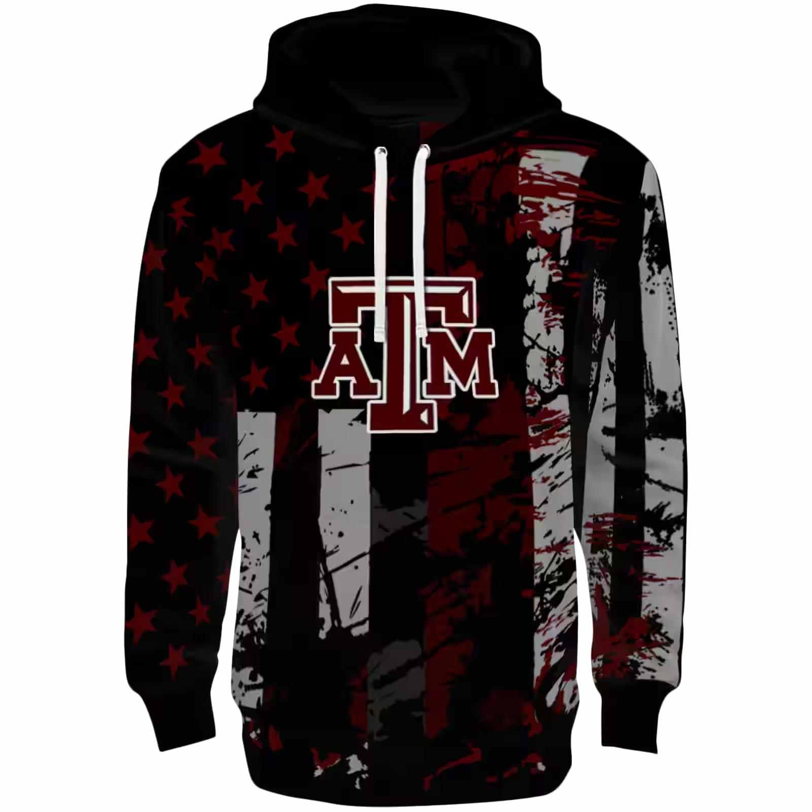 Customized Texas A&M Aggies Distressed Flag Maroon Black Hoodie