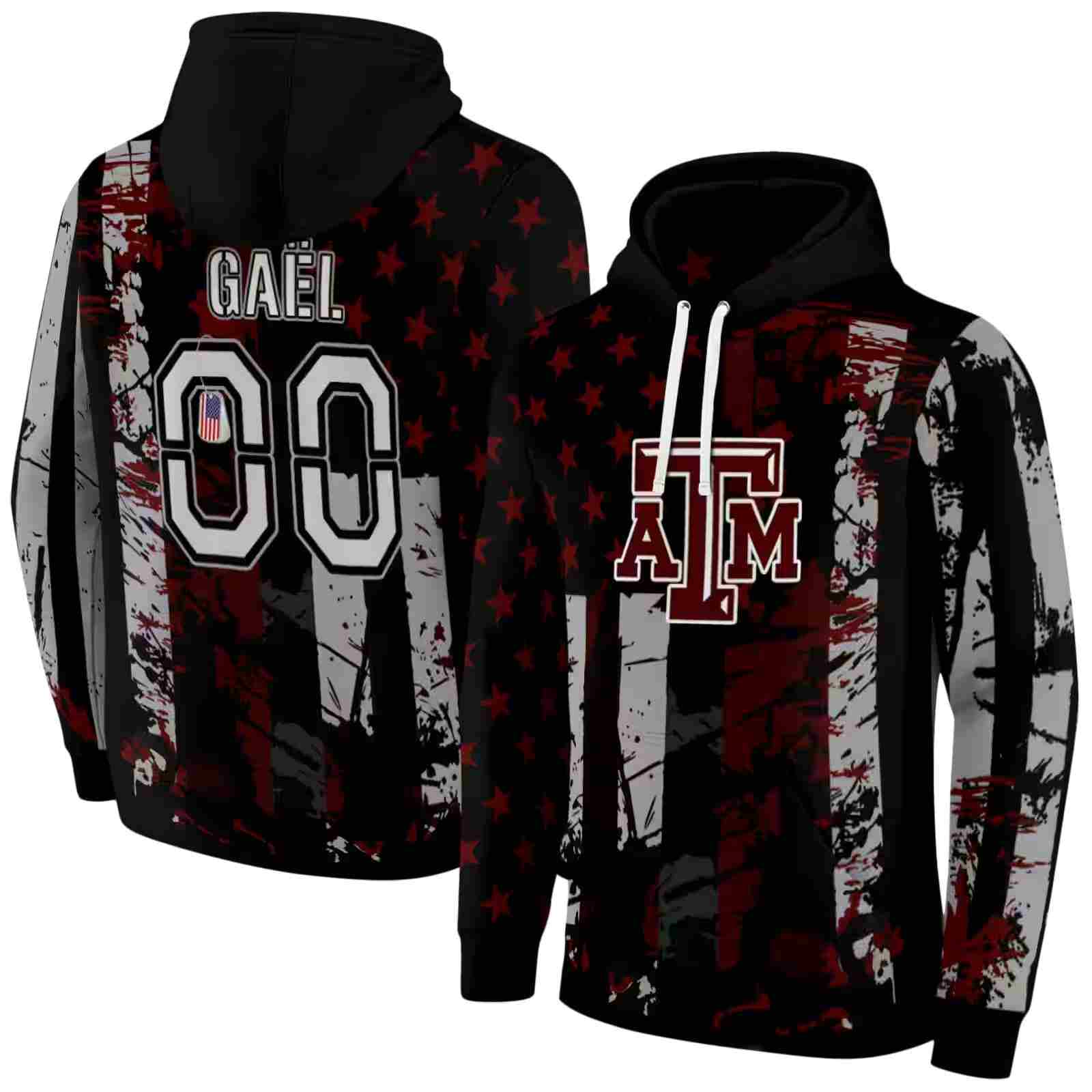 customized texas am aggies distressed flag maroon black hoodie fashion forward