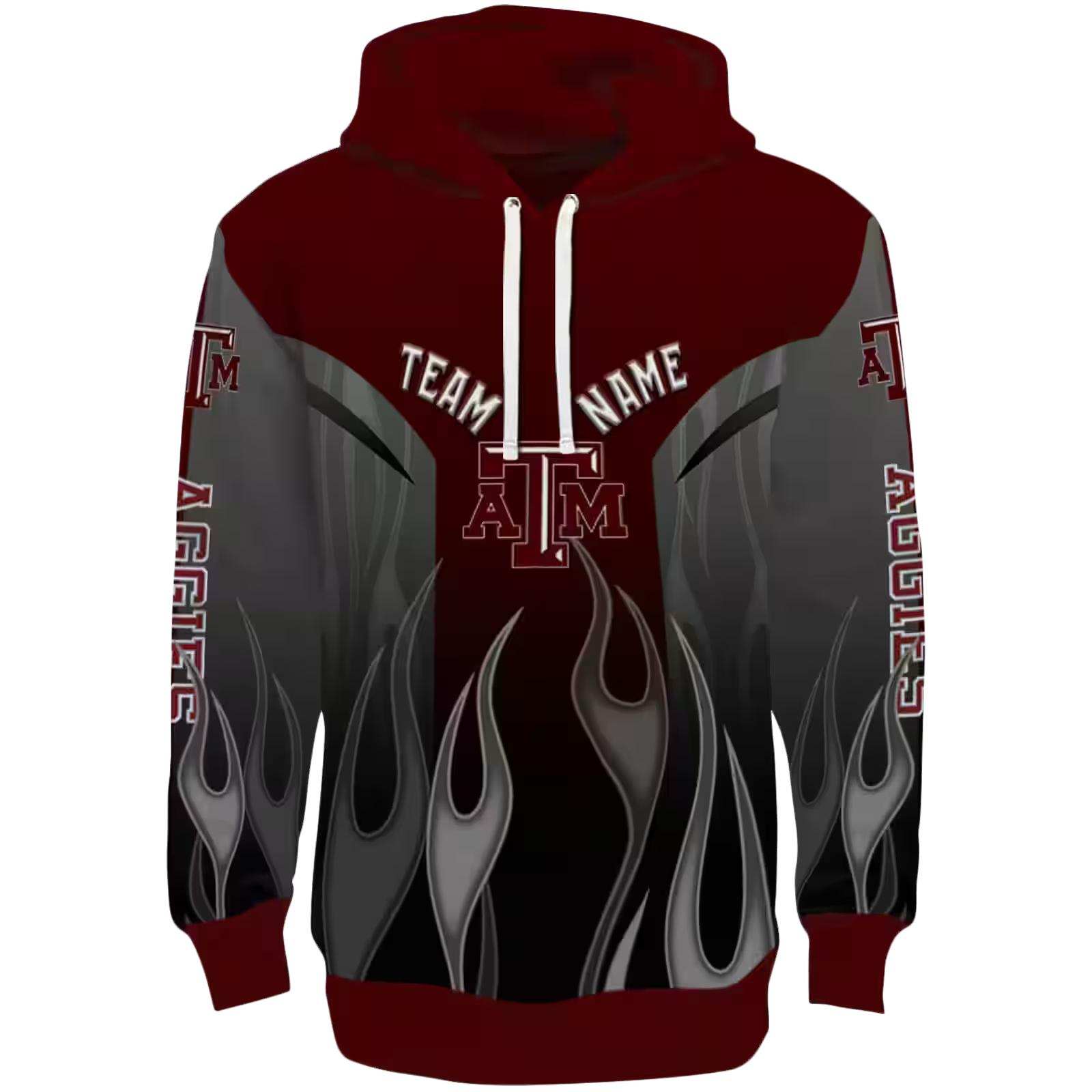 Customized Texas A&M Aggies Flame Design Maroon Hoodie