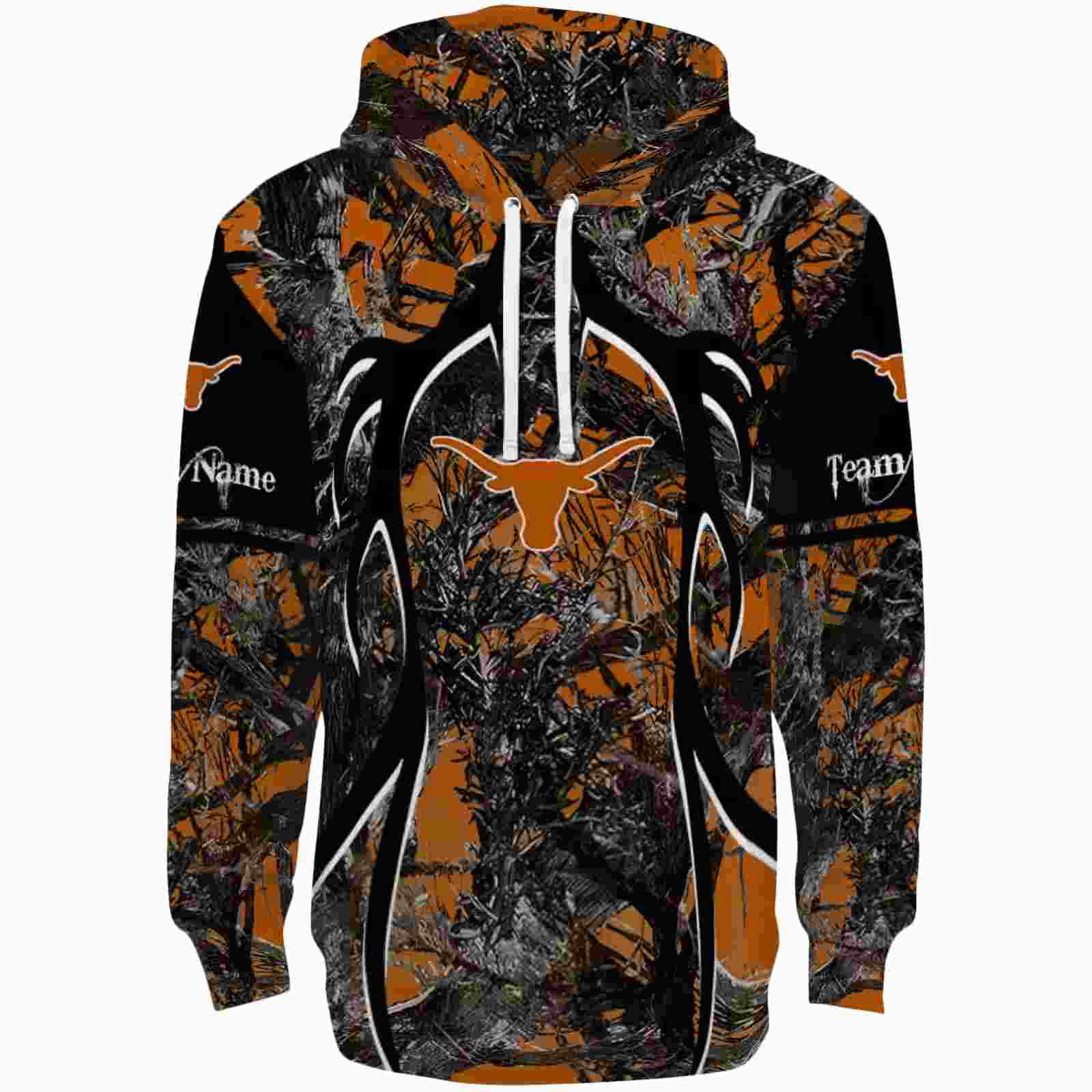 Customized Texas Longhorns Hunting Theme Orange Black Hoodie