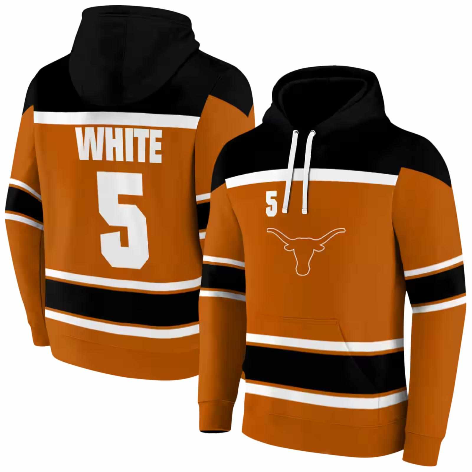 customized texas longhorns striped pattern orange hoodie fashion forward