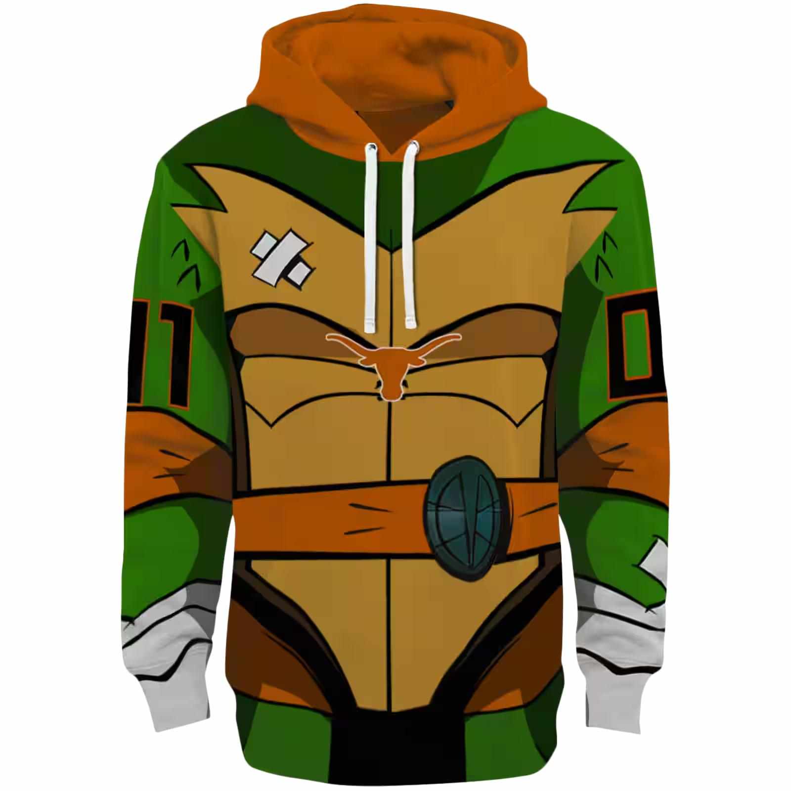 Customized Texas Longhorns Superhero Armor Orange Green Hoodie