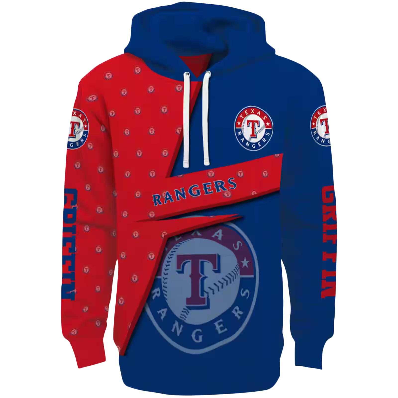 Customized Texas Rangers Abstract Shape Blue Hoodie