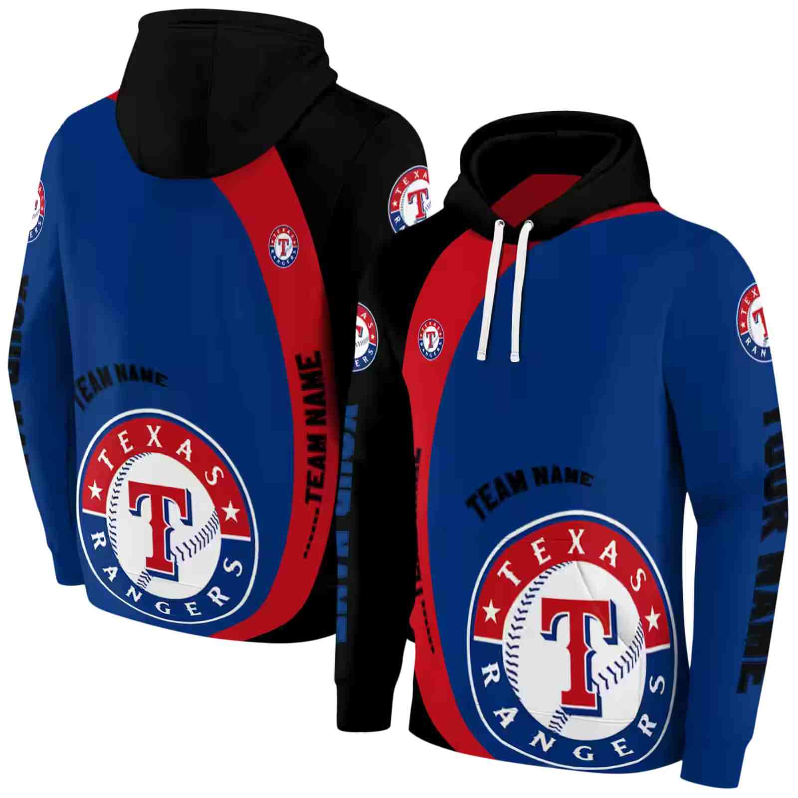 customized texas rangers minimalist design blue black hoodie fashion forward