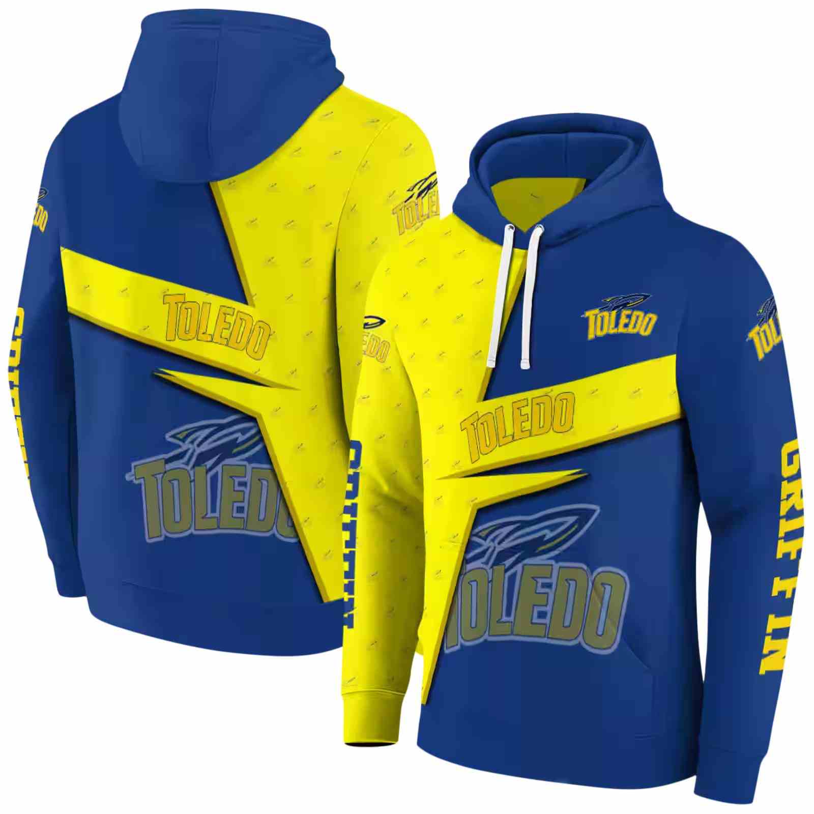 customized toledo rockets abstract shape blue hoodie fashion forward