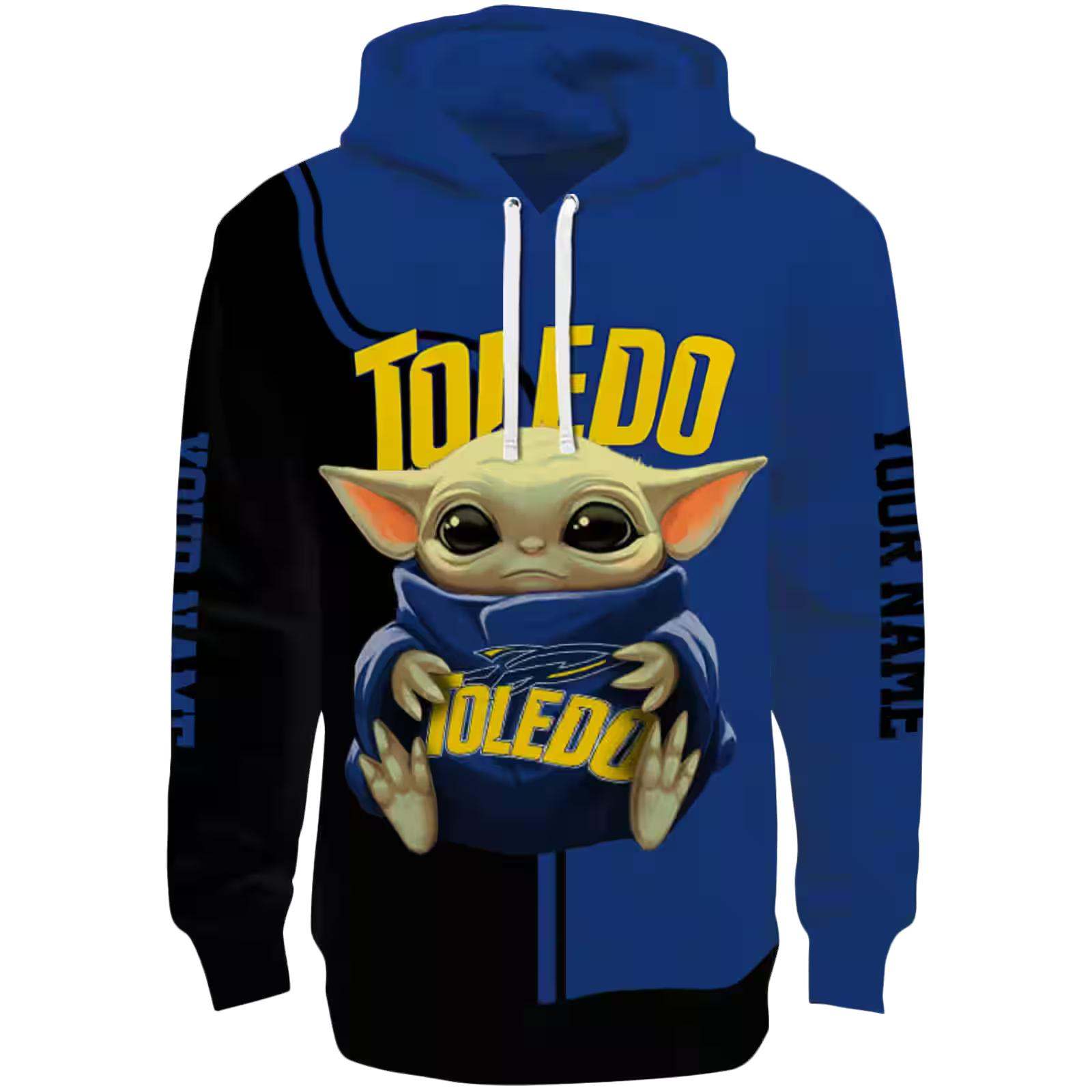 Customized Toledo Rockets Baby Yoda Blue Black Hoodie