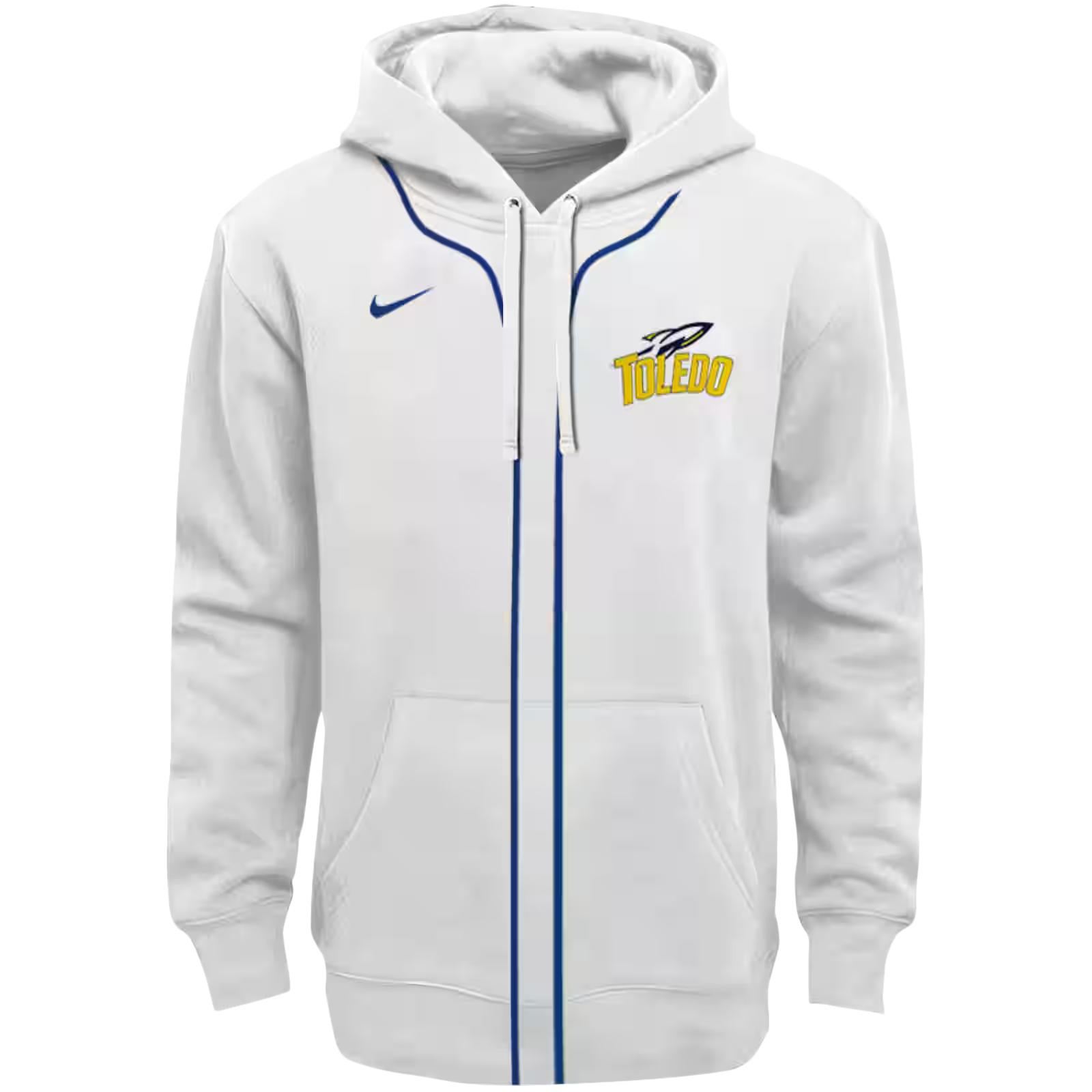 Customized Toledo Rockets Sporty Stripe White Hoodie