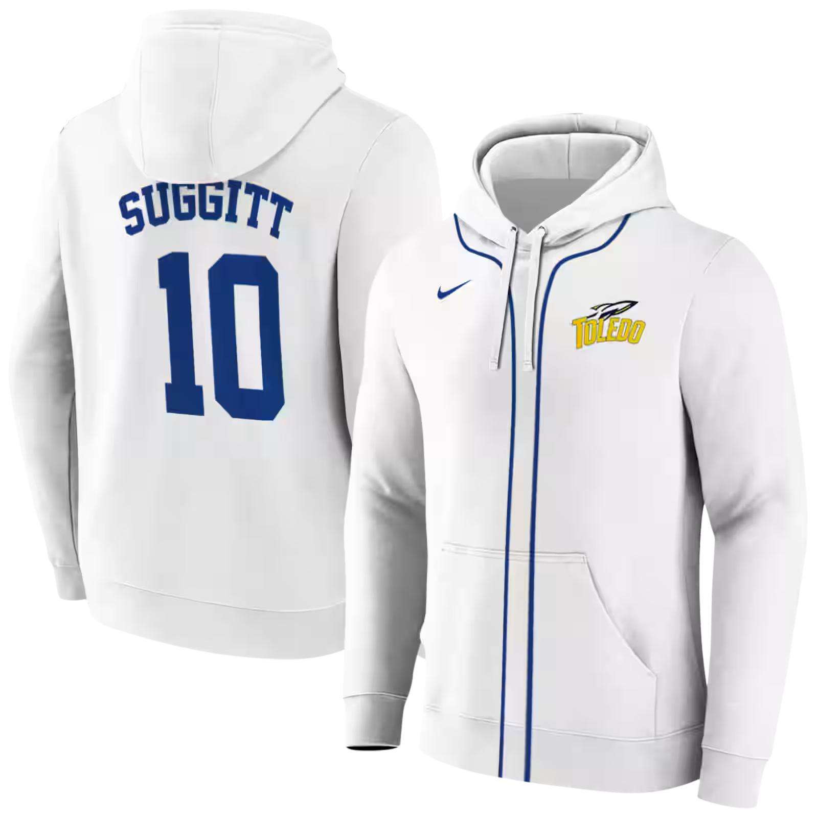 customized toledo rockets sporty stripe white hoodie fashion forward