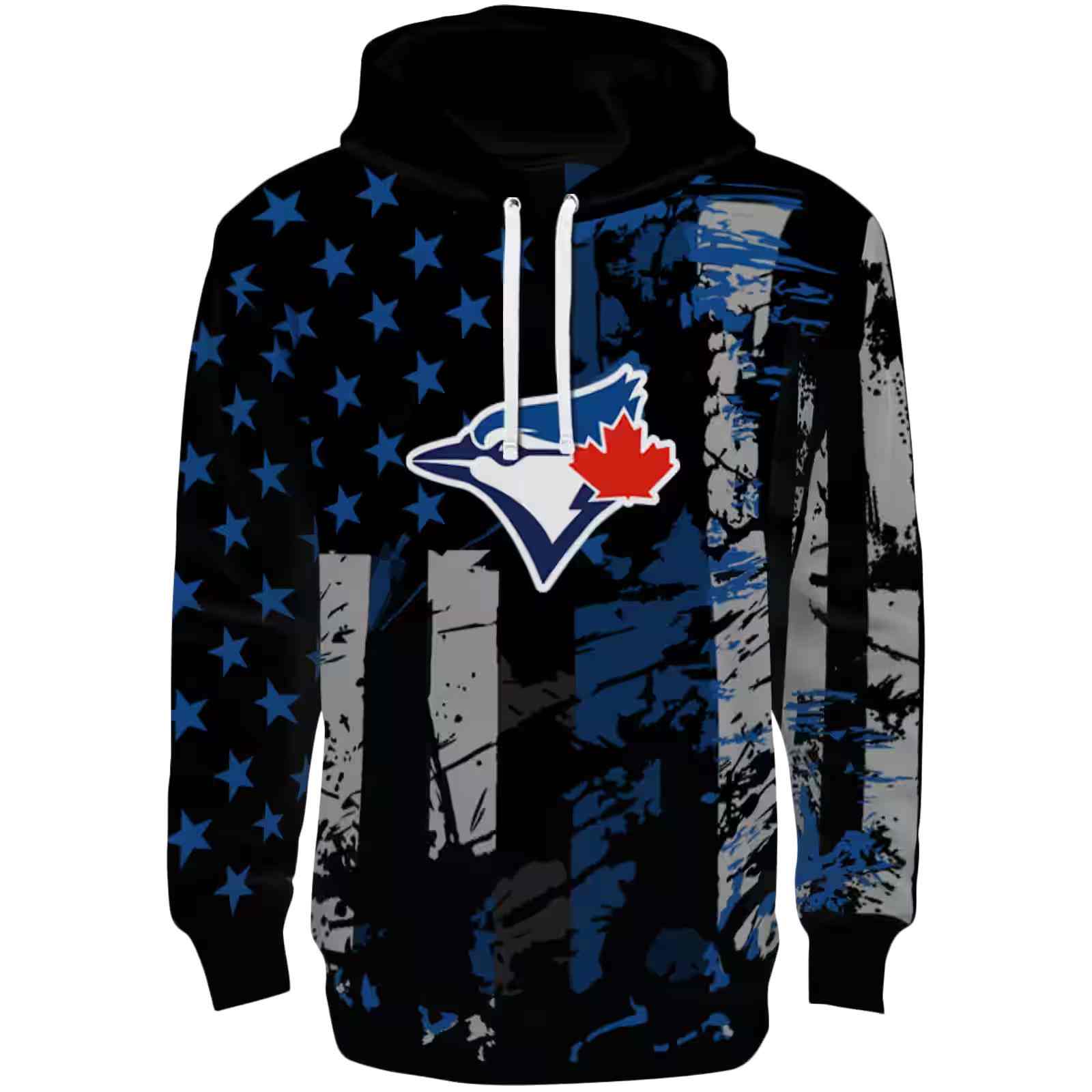 Customized Toronto Blue Jays Distressed Flag Blue Black Hoodie