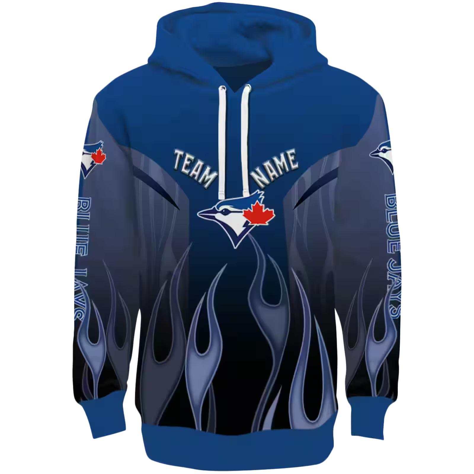 Customized Toronto Blue Jays Flame Design Blue Hoodie