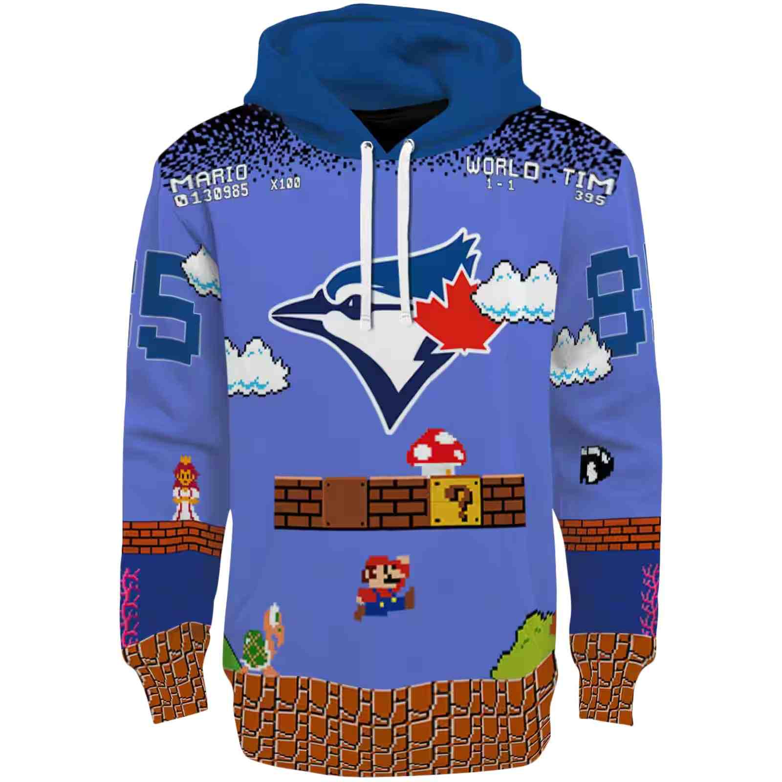 Customized Toronto Blue Jays Mario Blue Black Hoodie