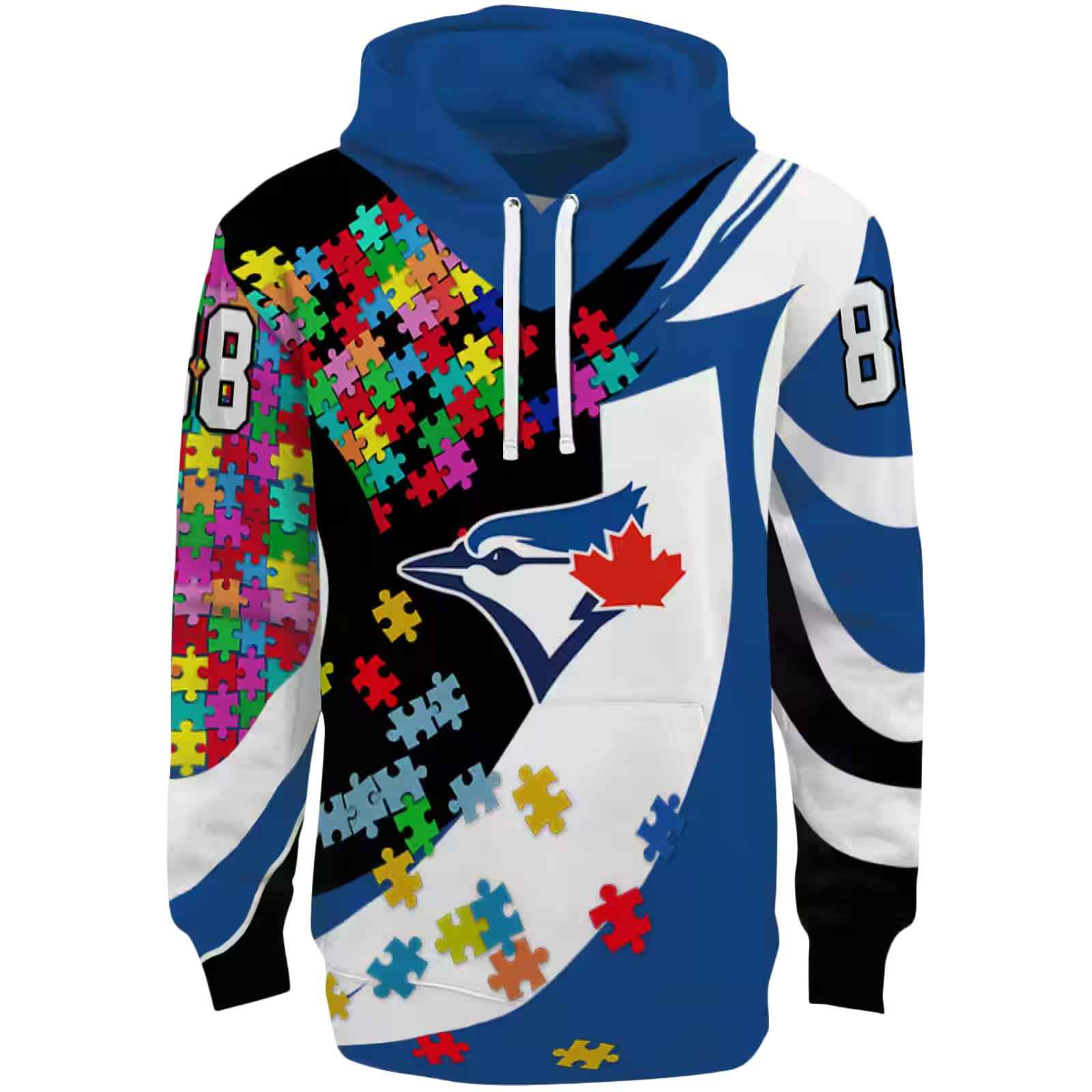 Customized Toronto Blue Jays Puzzle Pieces Blue Hoodie