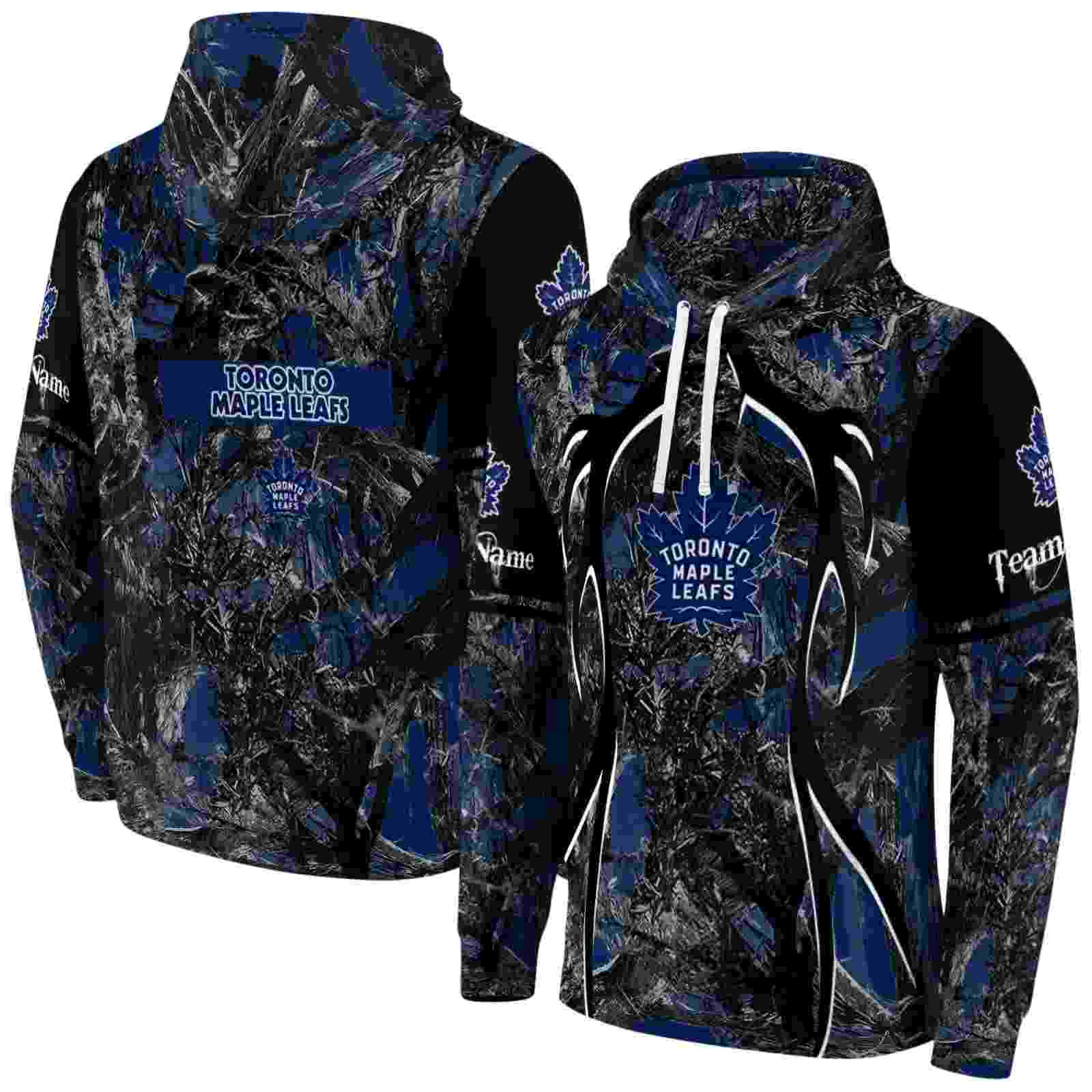 customized toronto maple leafs hunting theme blue black hoodie fashion forward