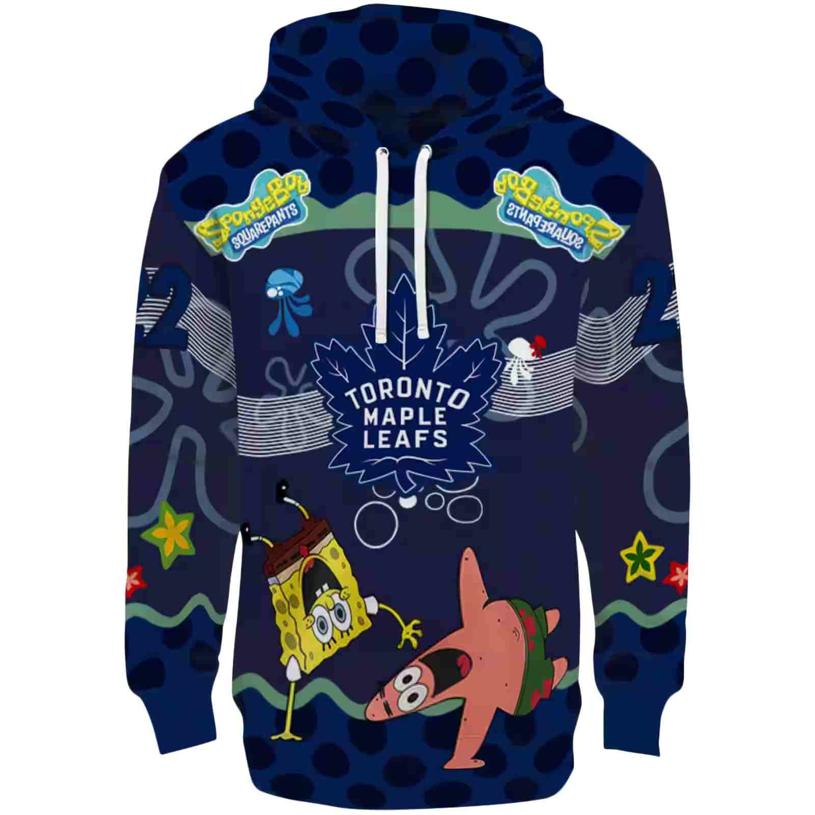 Customized Toronto Maple Leafs Spongebob Patrick Star Blue Navy Hoodie