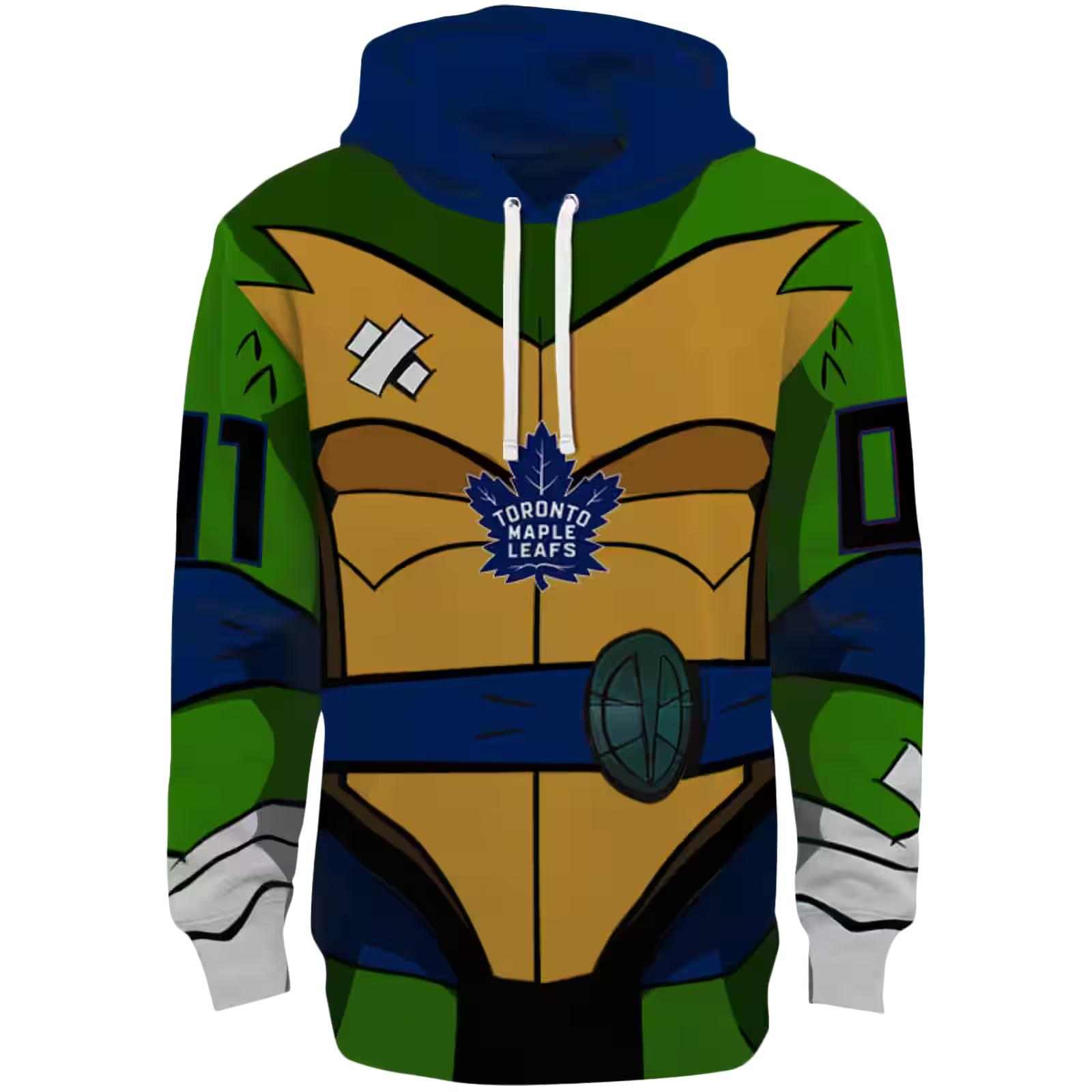 Customized Toronto Maple Leafs Superhero Armor Blue Green Hoodie