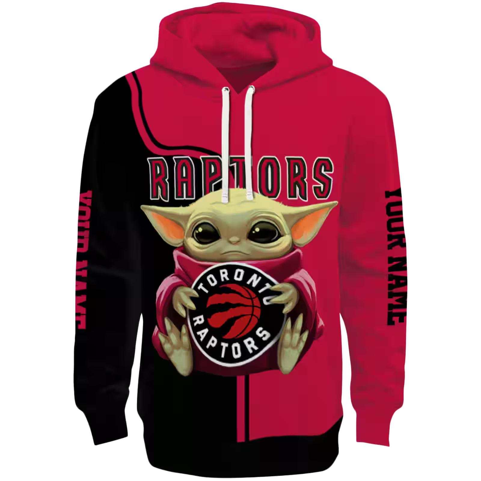 Customized Toronto Raptors Baby Yoda Red Black Hoodie