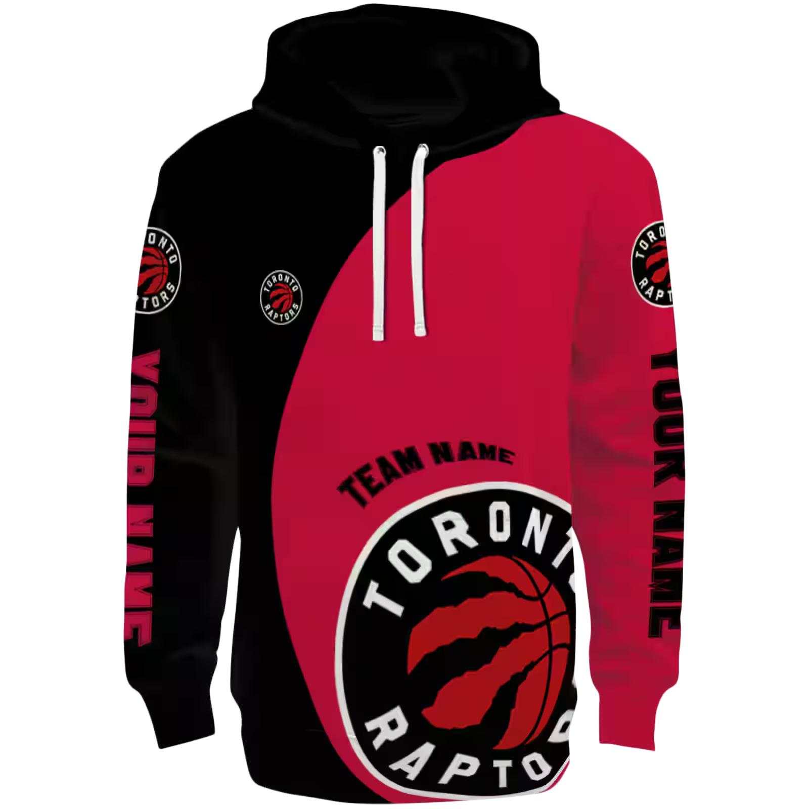 Customized Toronto Raptors Minimalist Design Red Black Hoodie