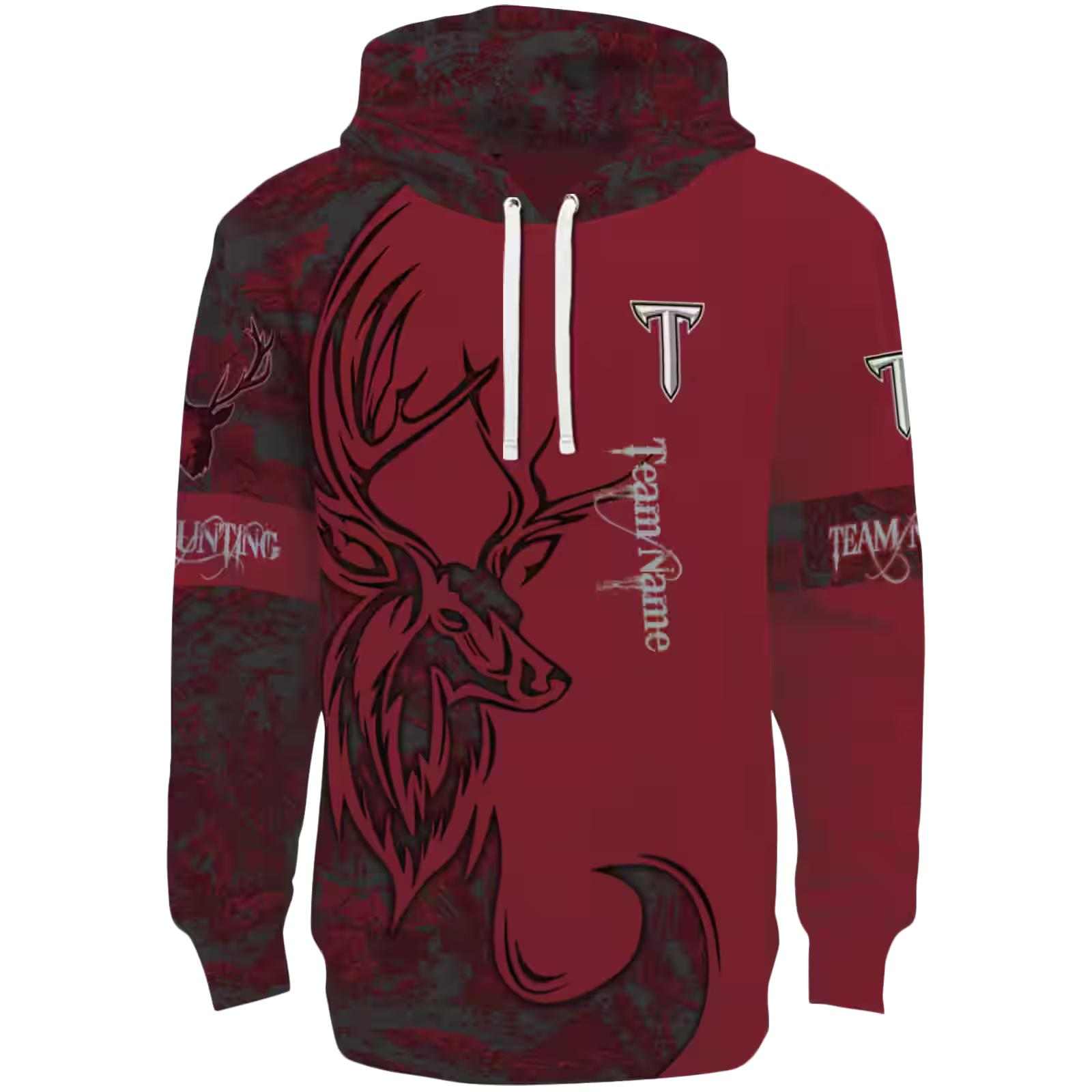 Customized Troy Trojans Deer Silhouette Red Hoodie