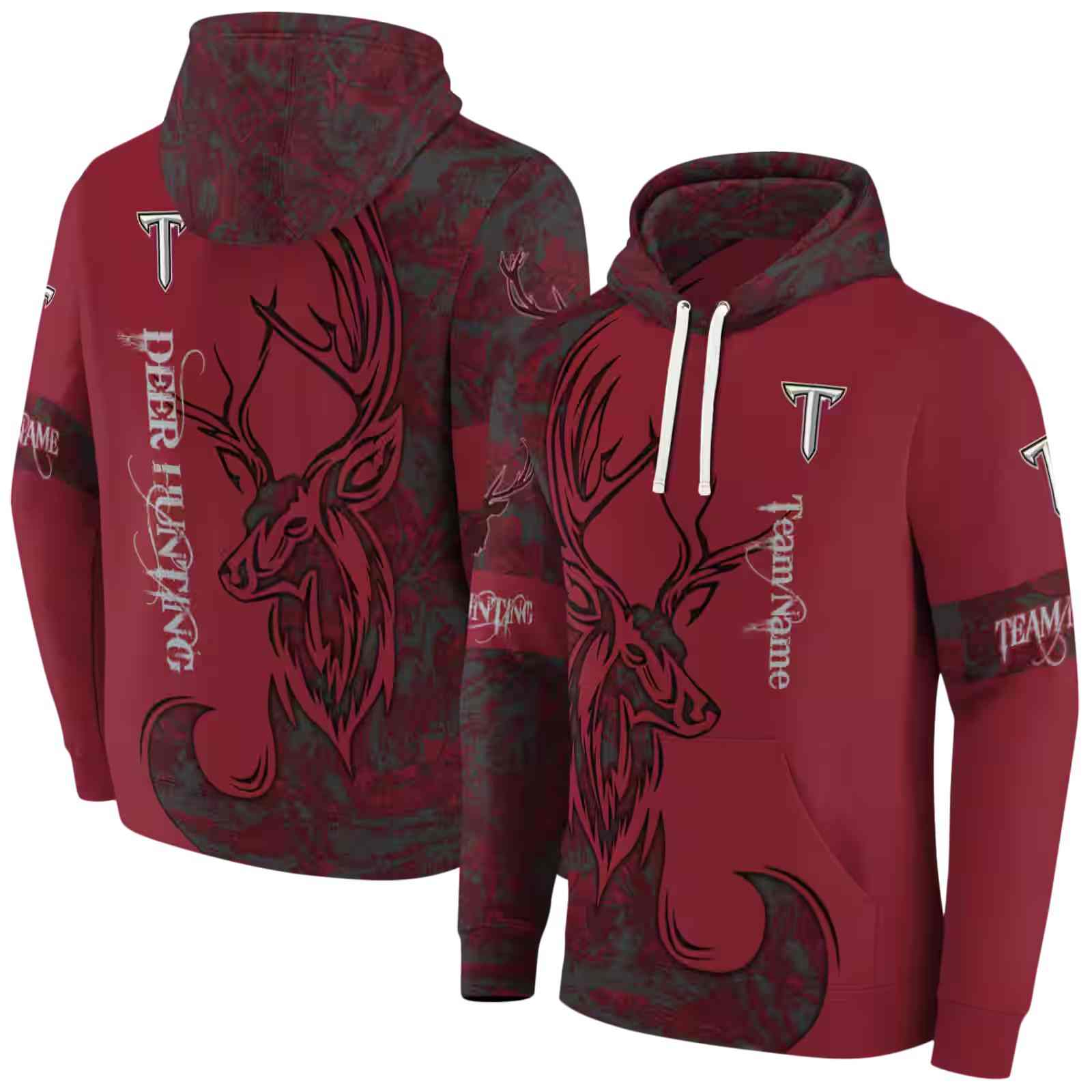 customized troy trojans deer silhouette red hoodie fashion forward