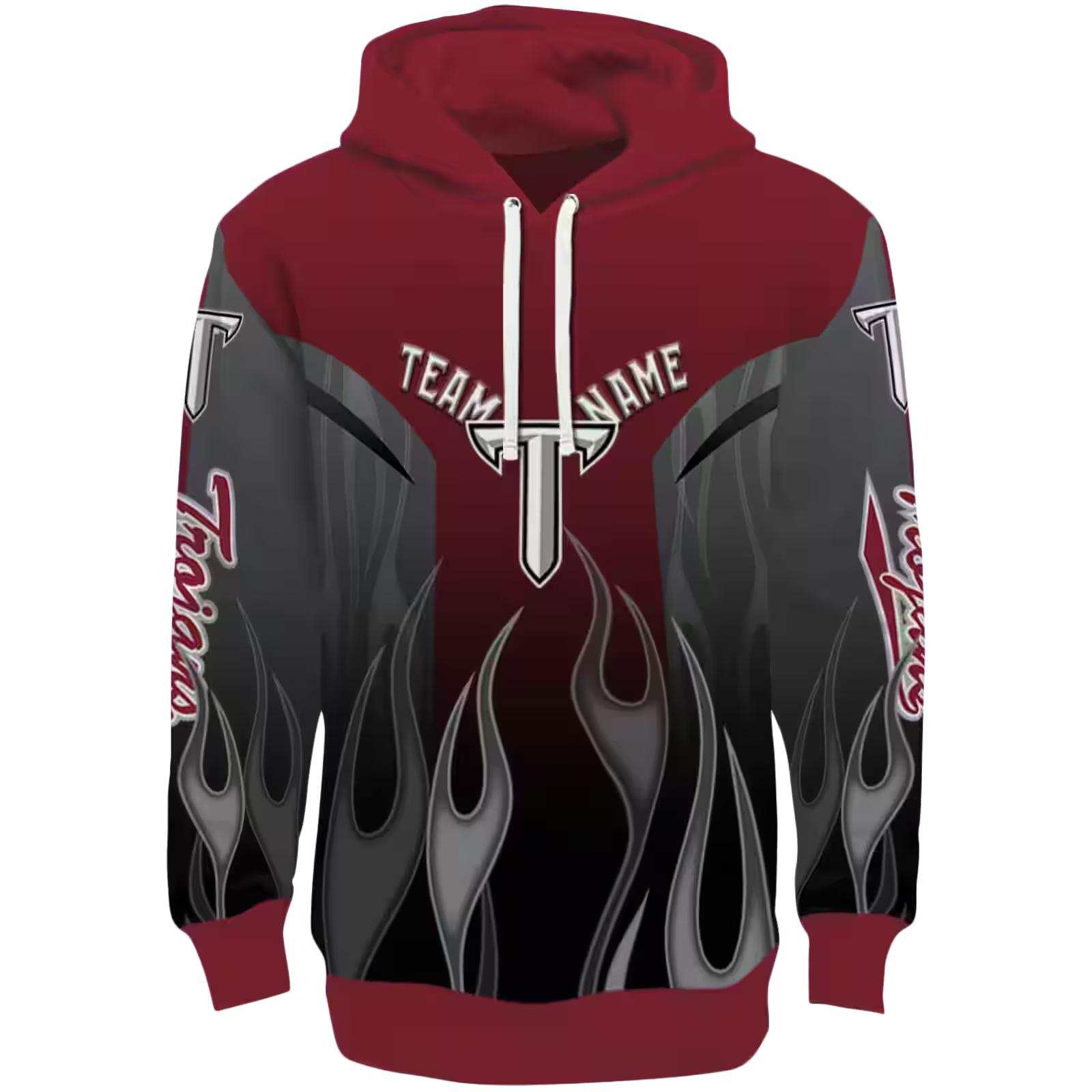 Customized Troy Trojans Flame Design Red Hoodie