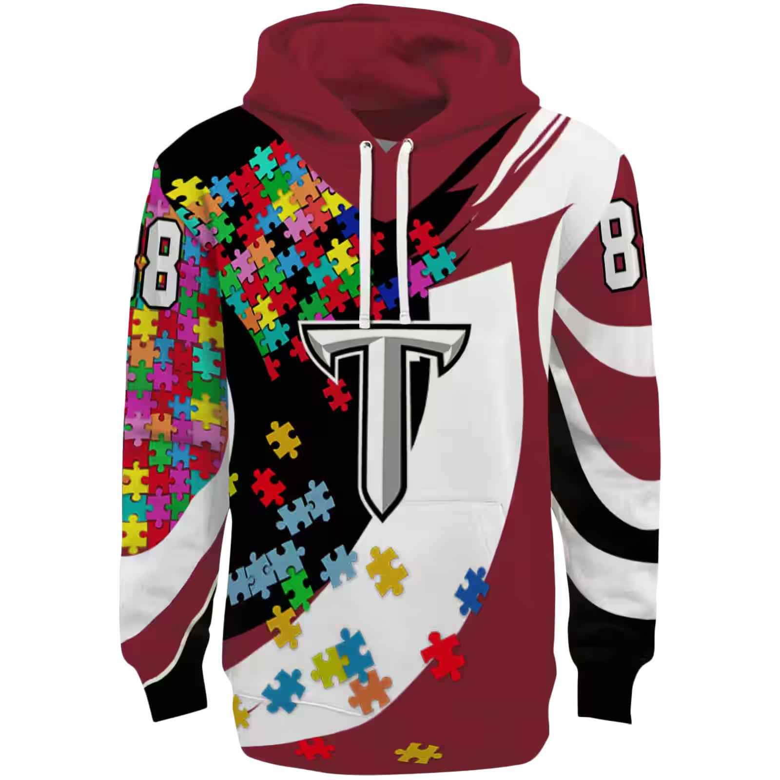 Customized Troy Trojans Puzzle Pieces Red Hoodie