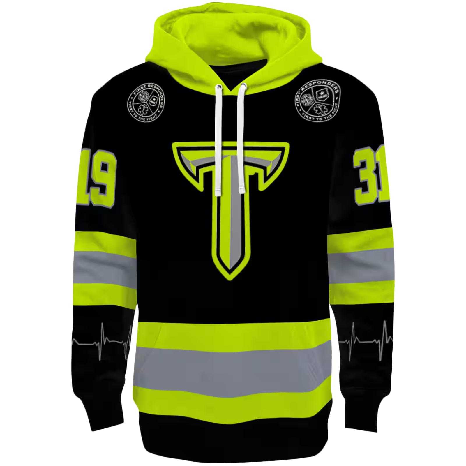 Customized Troy Trojans Safety Motif Black Neon Green Hoodie