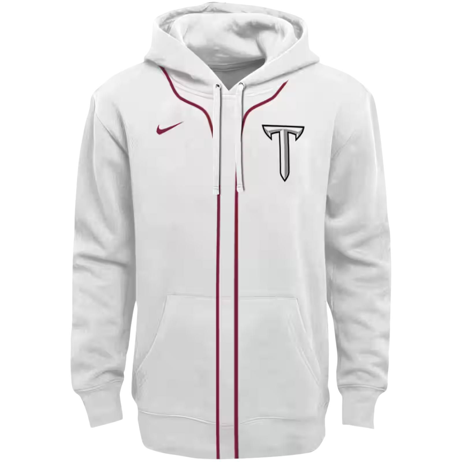 Customized Troy Trojans Sporty Stripe White Hoodie
