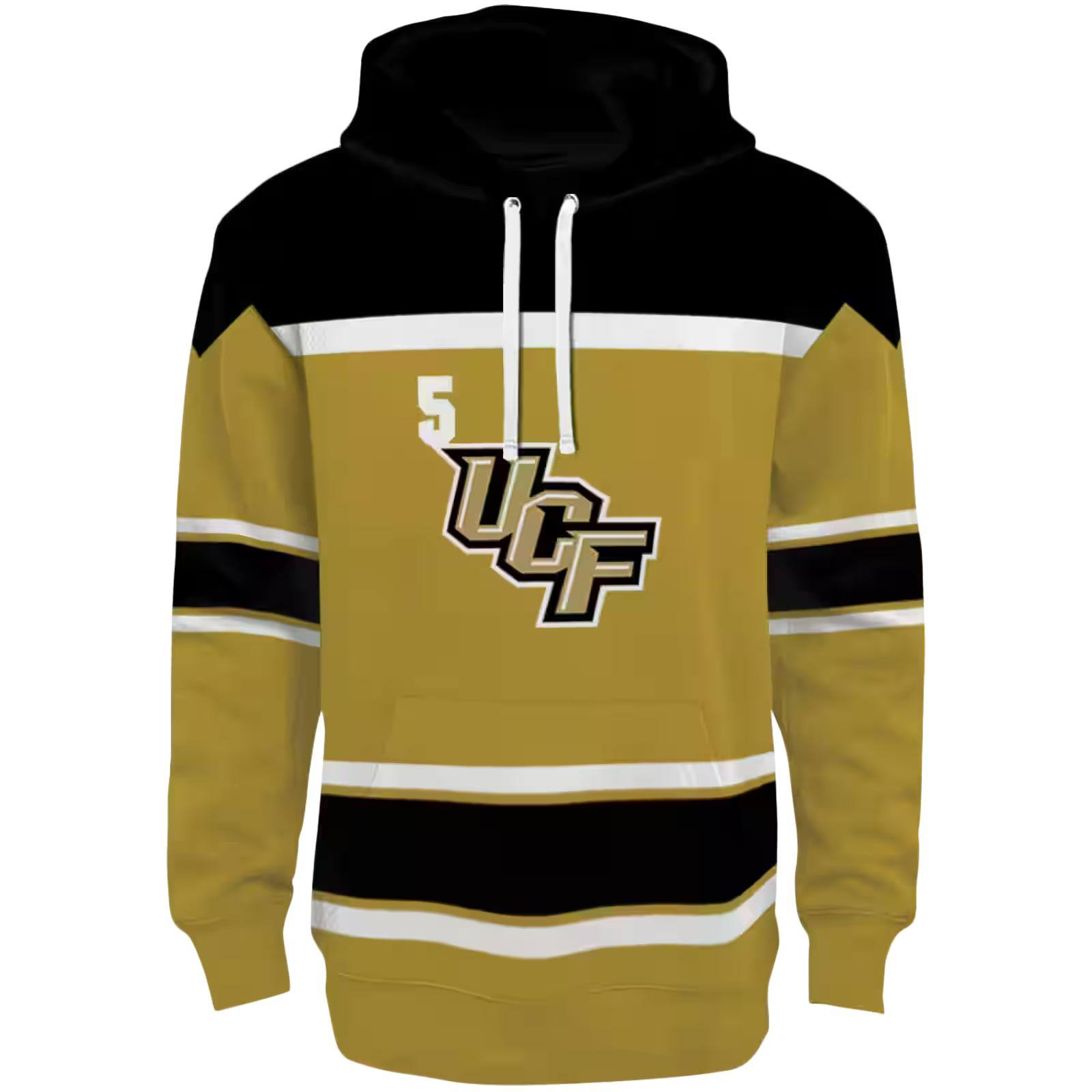 Customized UCF Knights Striped Pattern Gold Hoodie