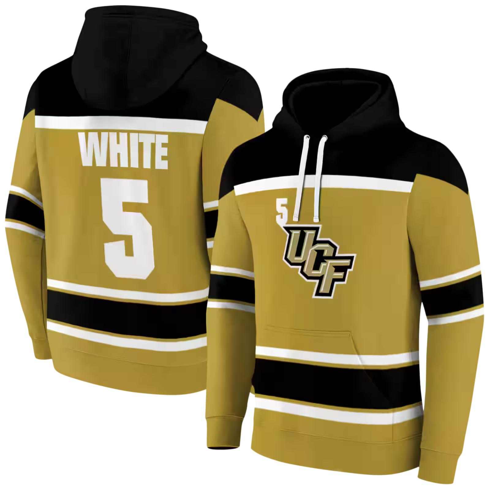 customized ucf knights striped pattern gold hoodie fashion forward