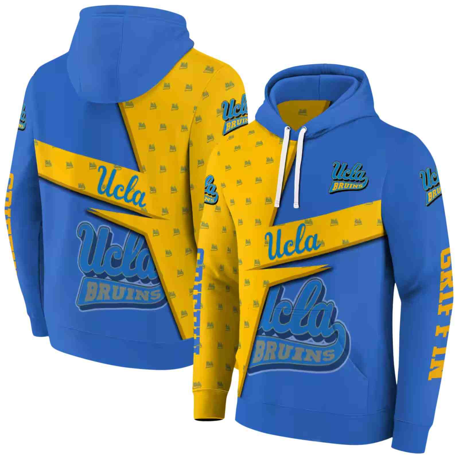 customized ucla bruins abstract shape blue hoodie fashion forward