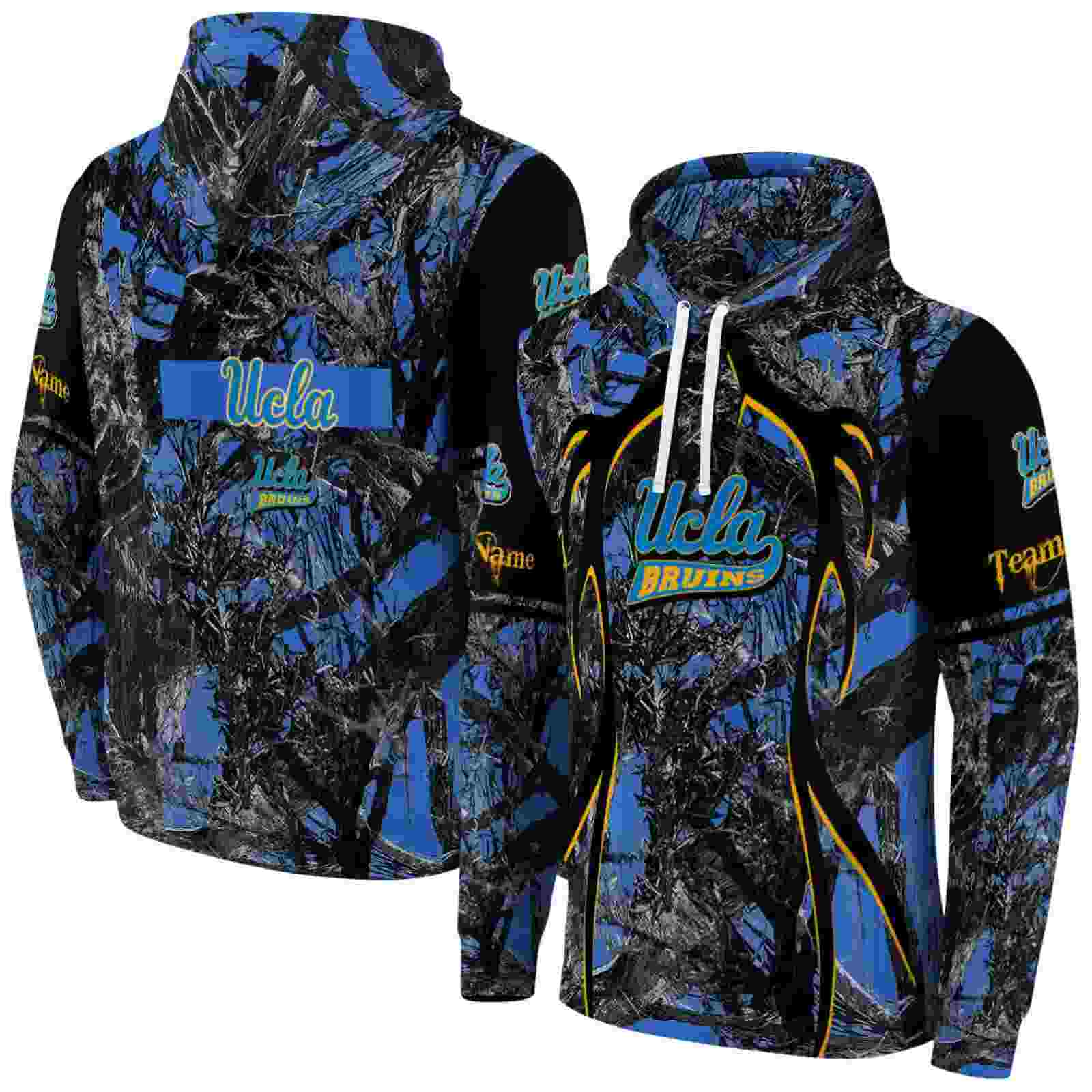 customized ucla bruins hunting theme blue black hoodie fashion forward