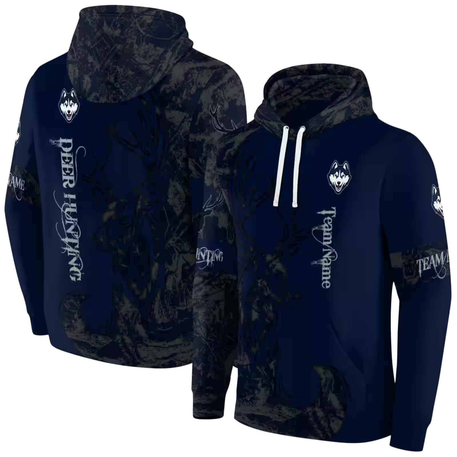 customized uconn huskies deer silhouette blue hoodie fashion forward