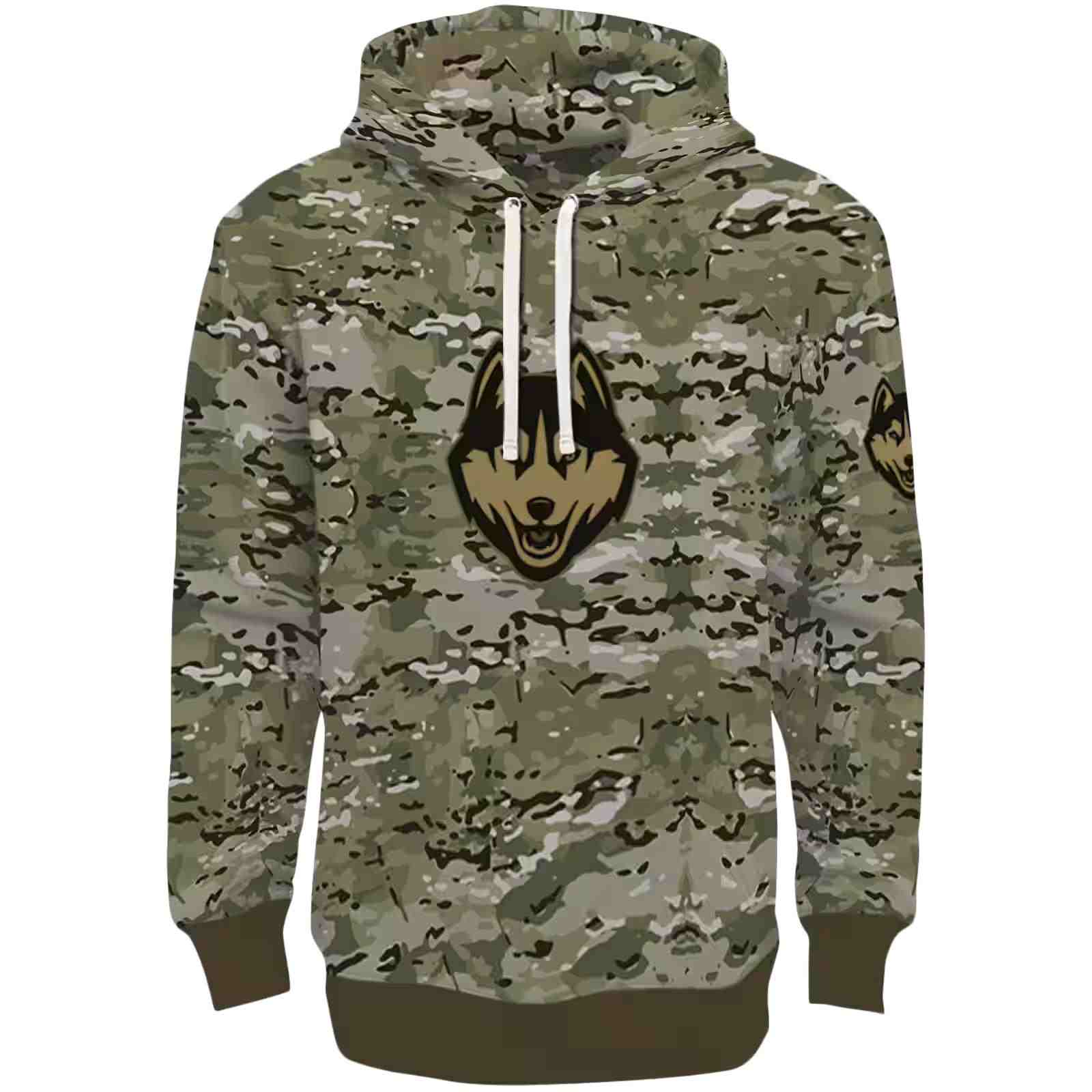 Customized UConn Huskies Military Style Hoodie