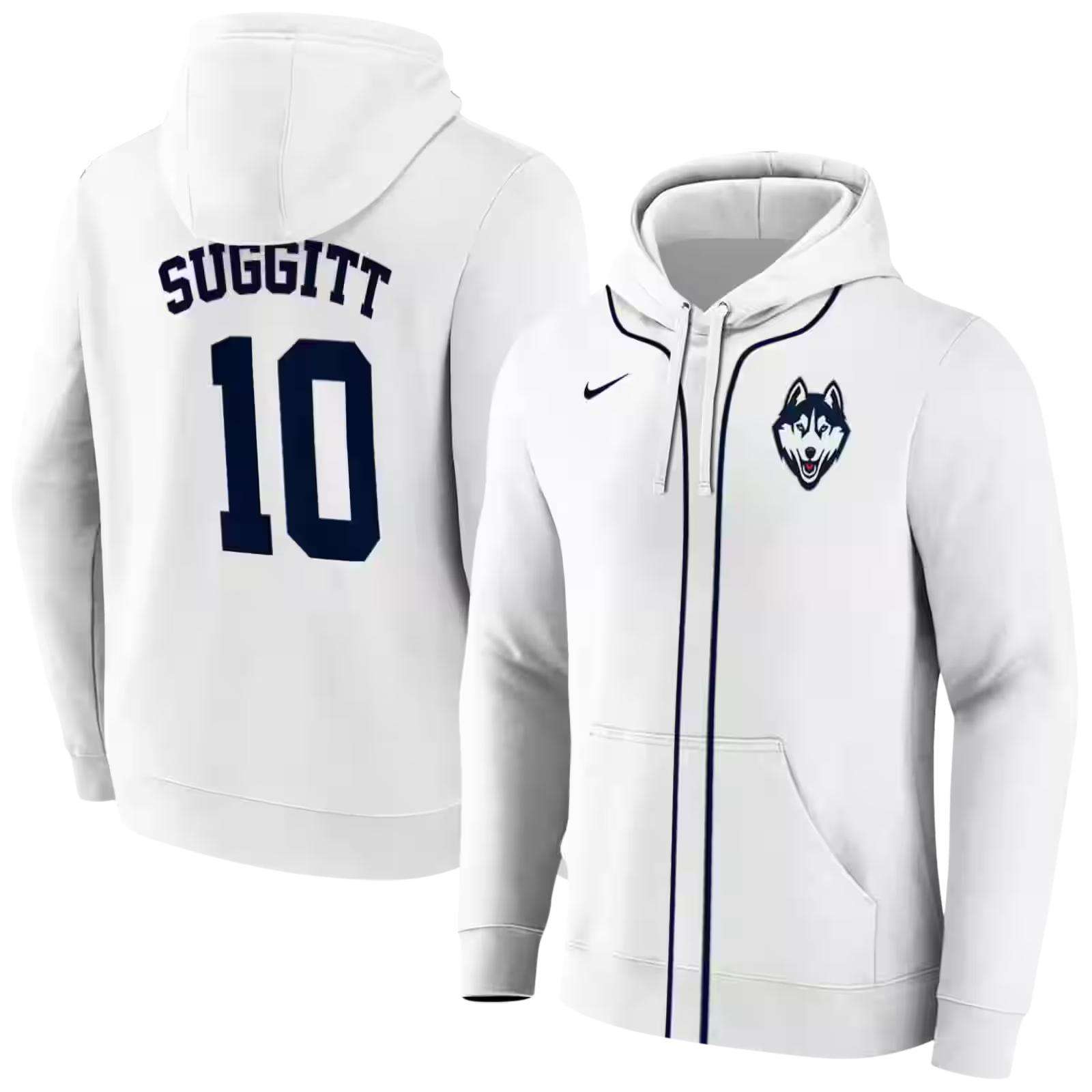 customized uconn huskies sporty stripe white hoodie fashion forward