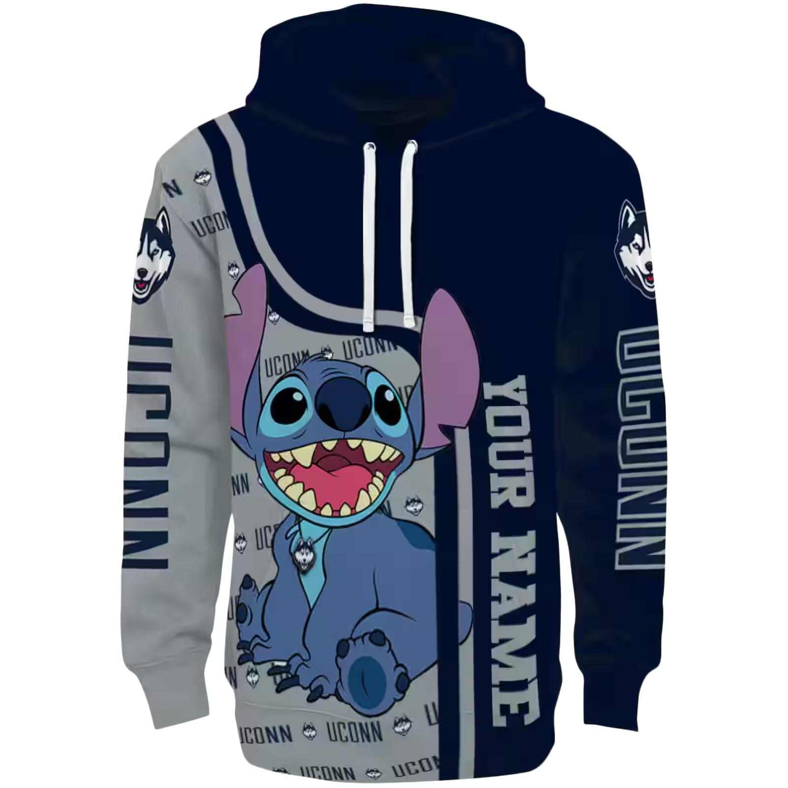 Customized UConn Huskies Stitch Blue Hoodie